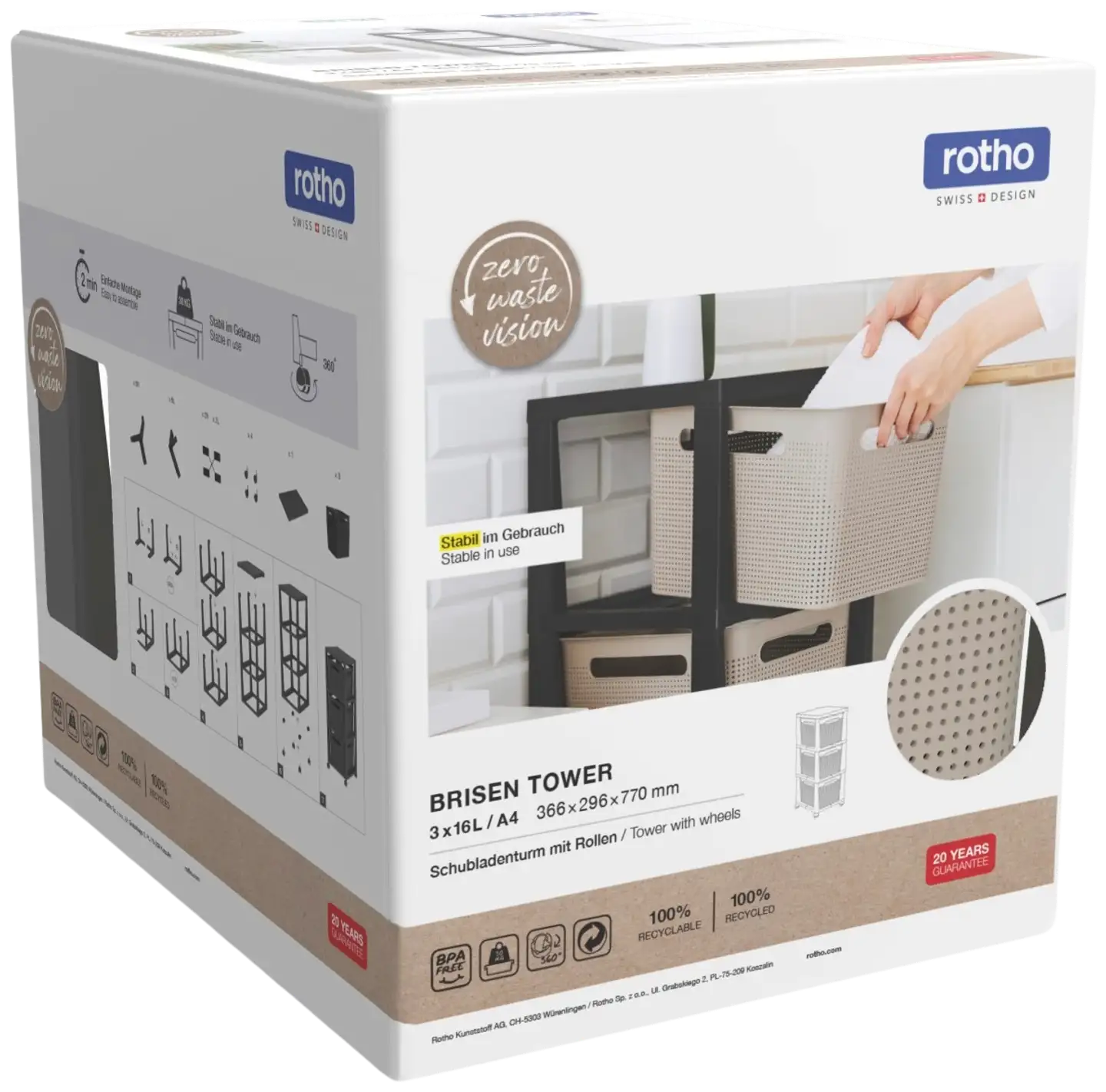 Rotho säilytystorni Brisen 3 x 16 l - 2