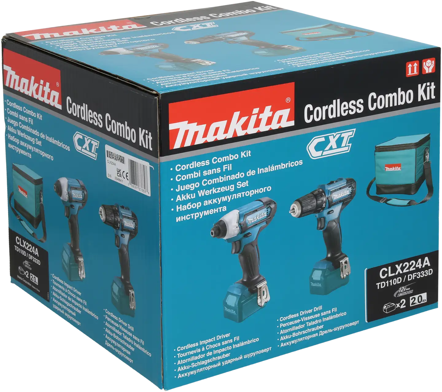 Akkukonesarja Makita CLX224A 12V Max (sis akkuporakone, iskeväruuviväännin, 2 x 12 V 2ah akkua ja laturi) - 2