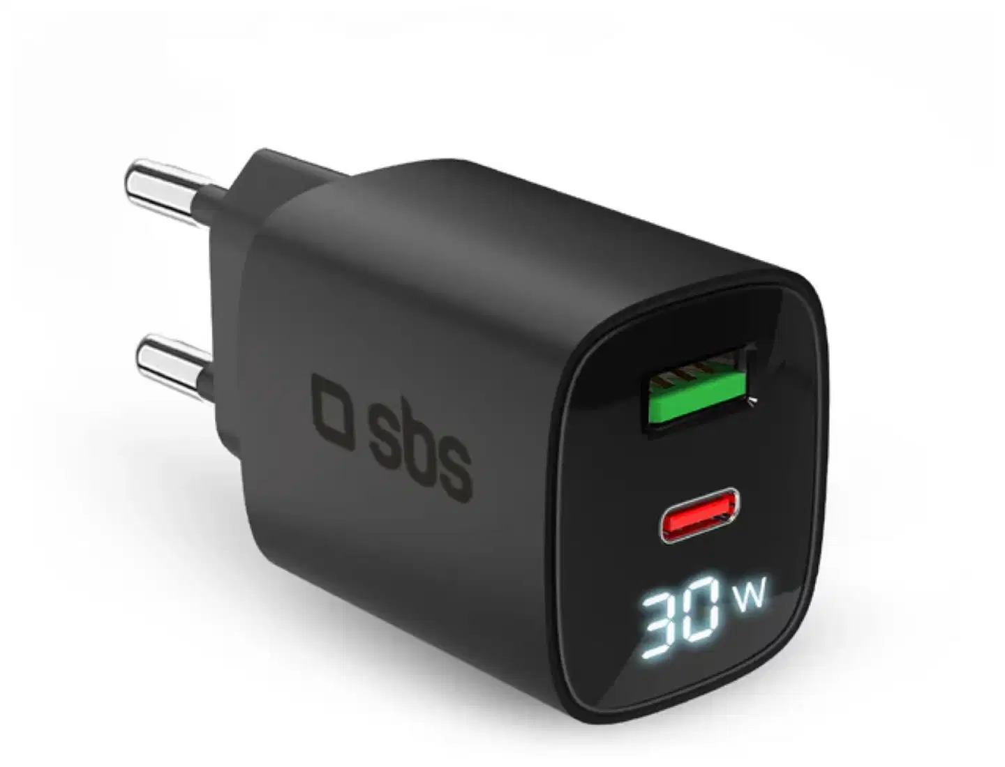 SBS seinälaturi Gan Usb-C + Usb-A + LCD 30 W - 1