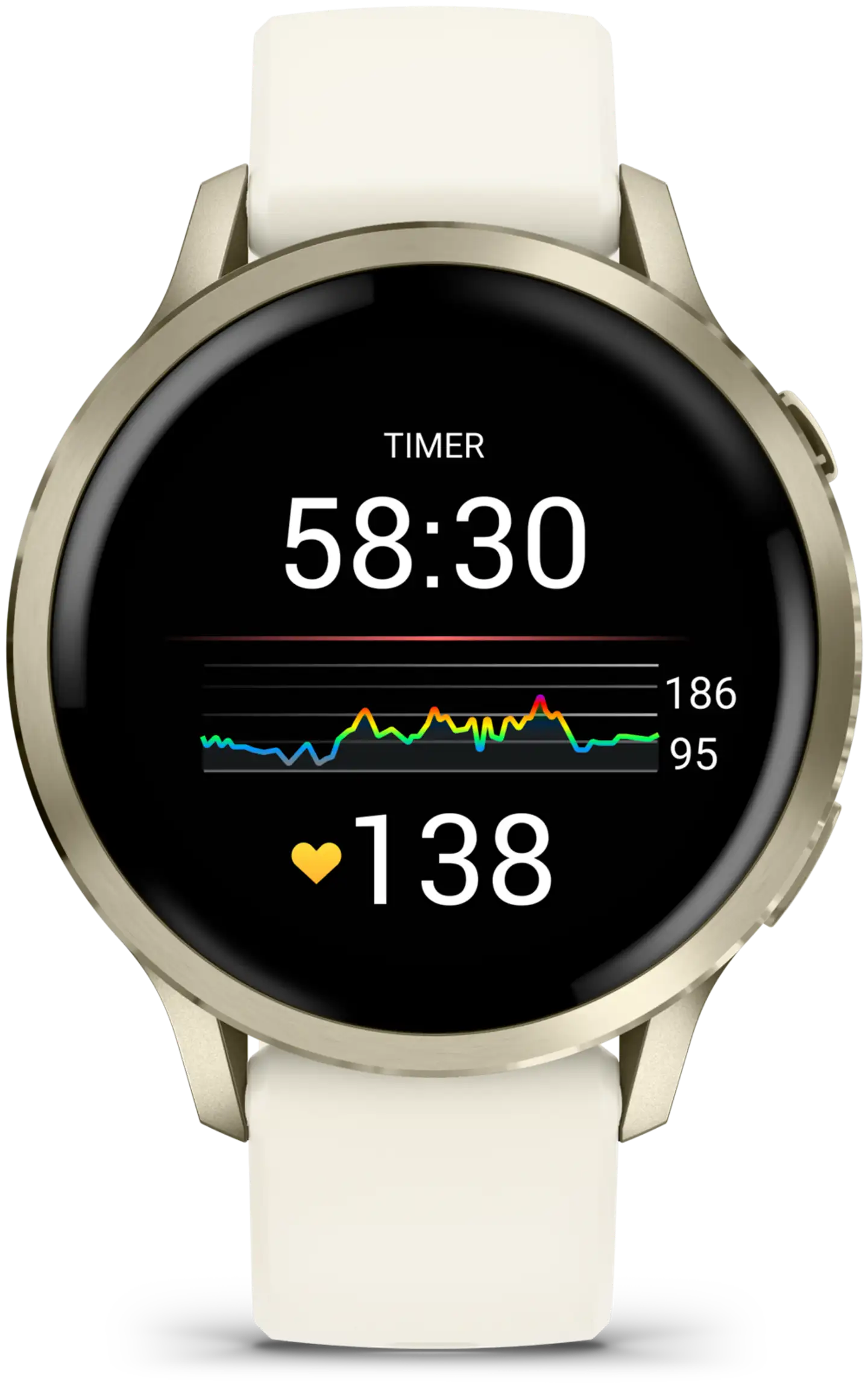 Garmin älykello Venu 4 – 41 mm, vaalea kulta ja luunvärinen silikonihihna - 4