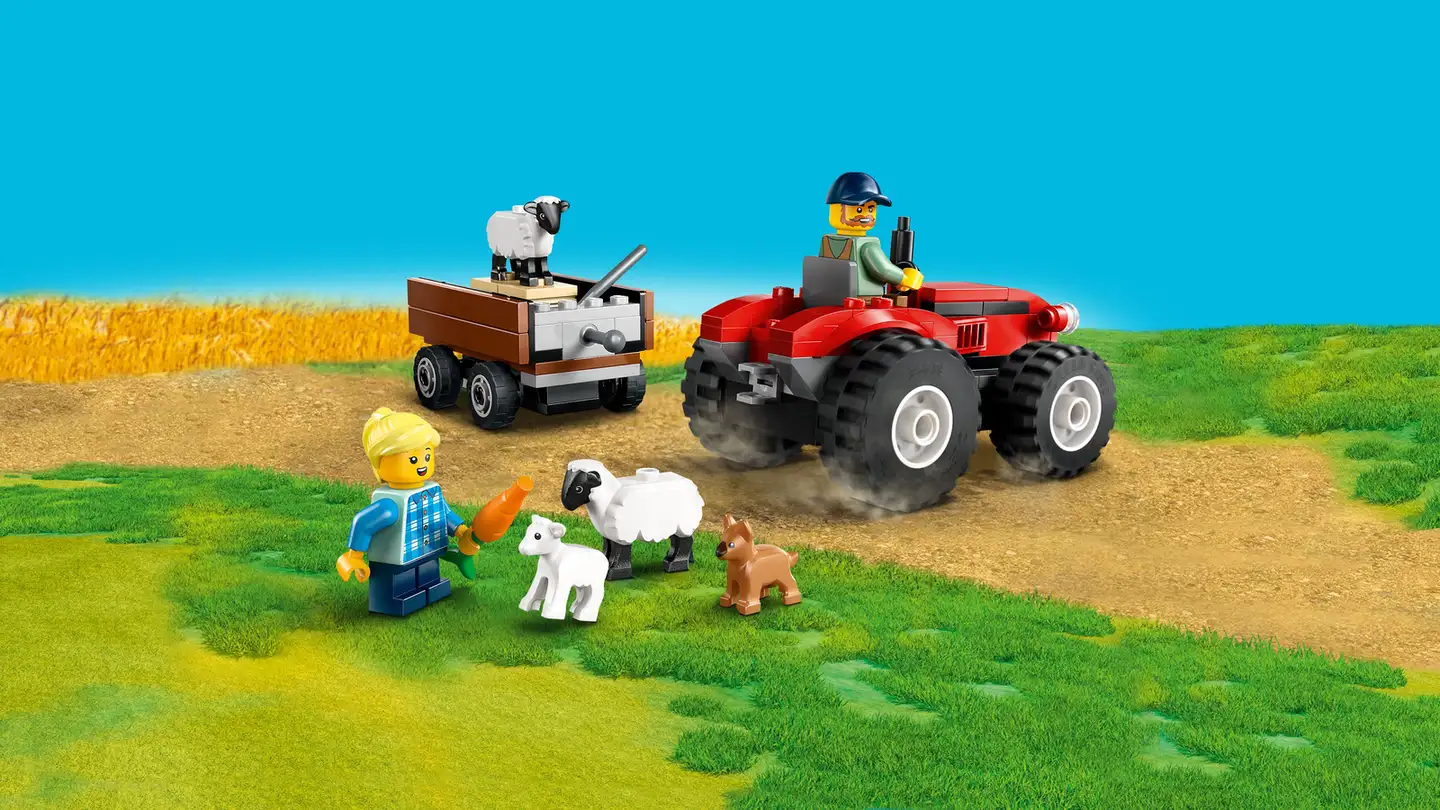 LEGO® City Great Vehicles 60461 Maatilan punainen traktori, peräkärry ja lampaat - 6