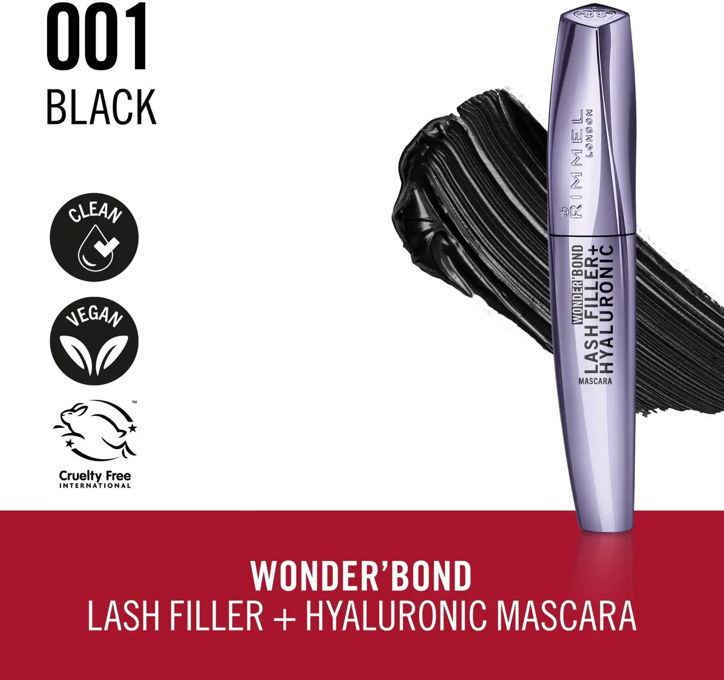 Rimmel Wonder Bond Lash Filler + Hyaluronic Mascara 11 ml 001 Black ripsiväri - 4