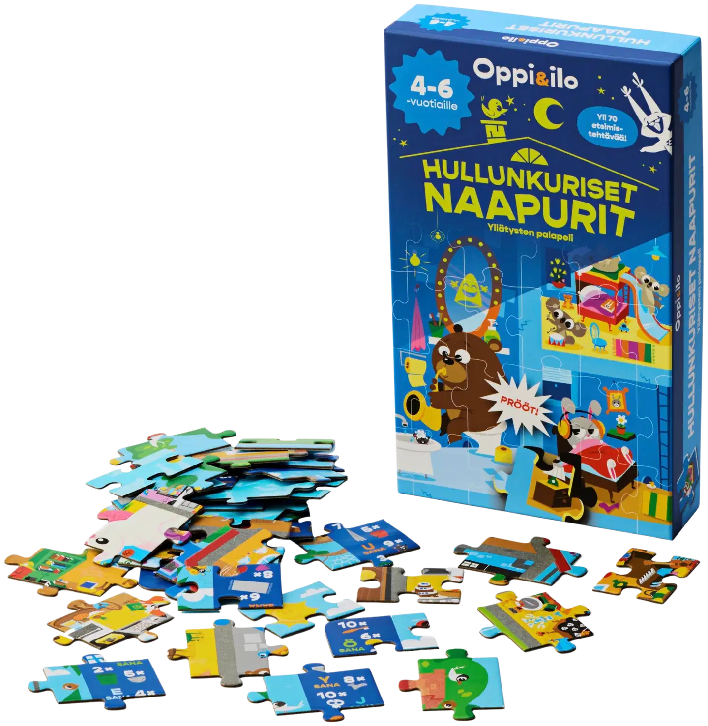 Oppi&Ilo hullunkuriset naapurit -etsimispalapeli 4-6 v