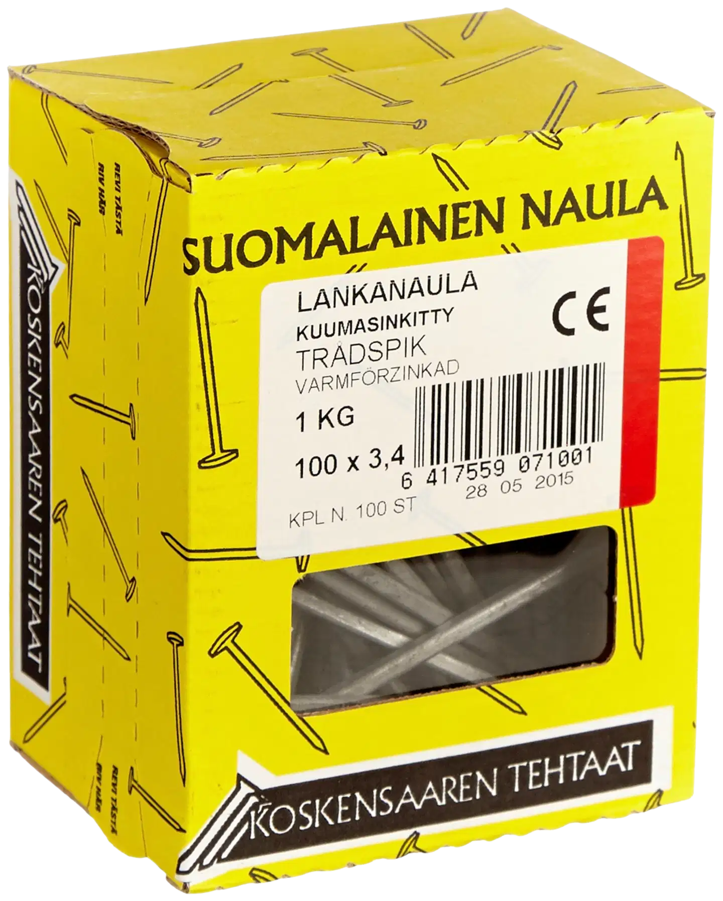 Koskensaaren Tehtaat Lankanaula kuumasink. 1kg 100x3,4mm - 1