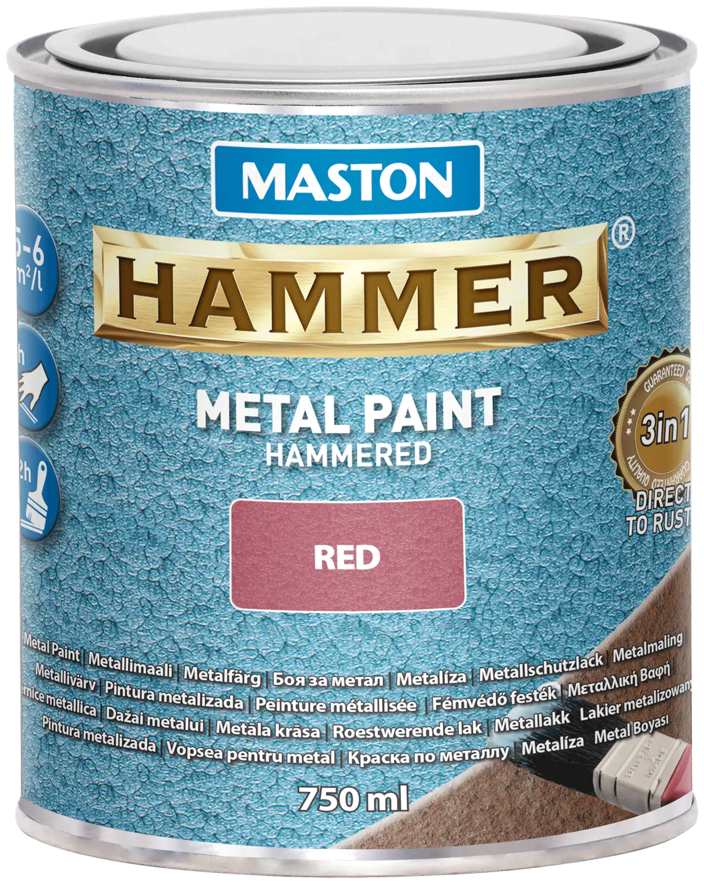 Maston metallimaali Hammer Vasaralakka punainen 750 ml - 1