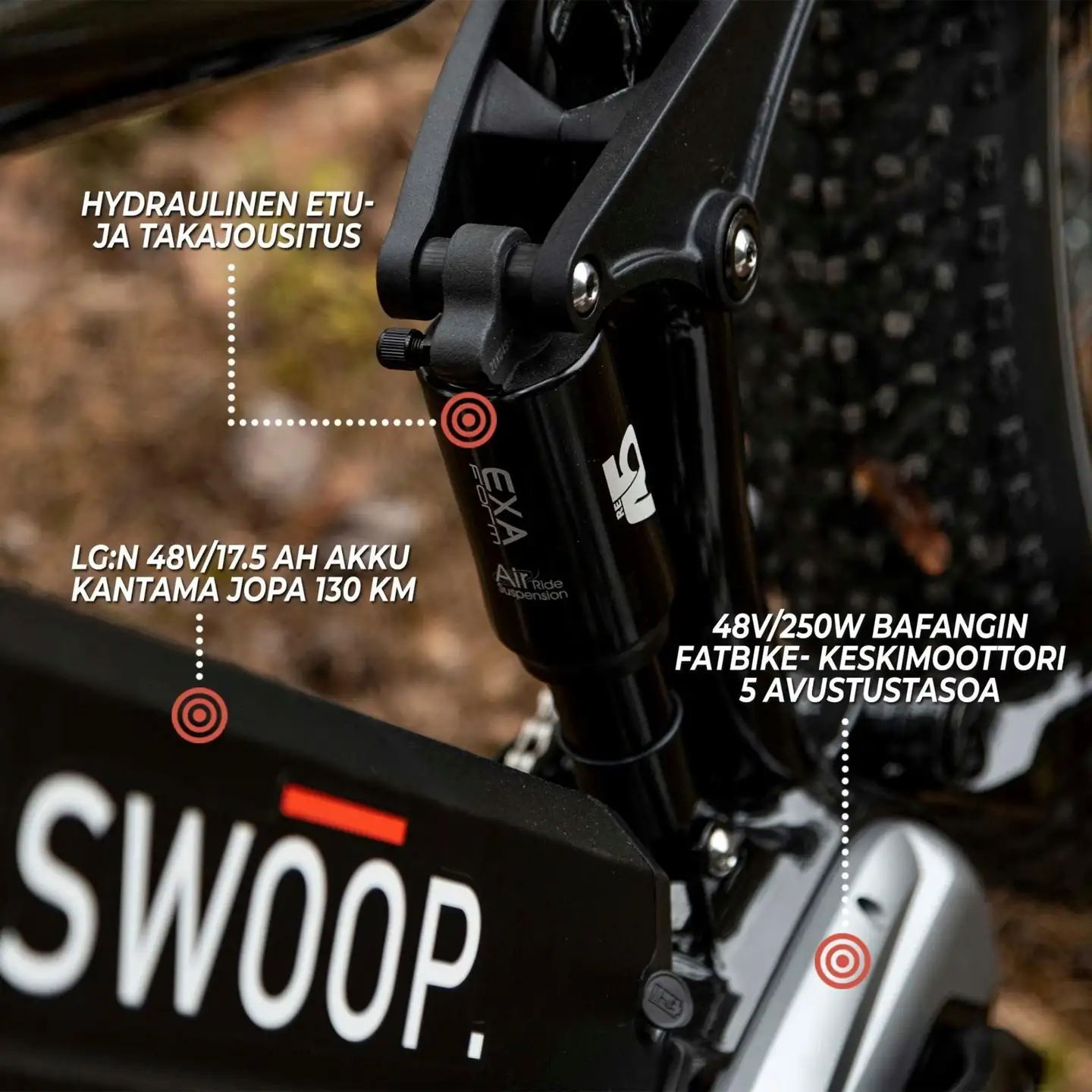 Swoop sähköfatbike Ranger 26" 7-vaihdetta musta - 9