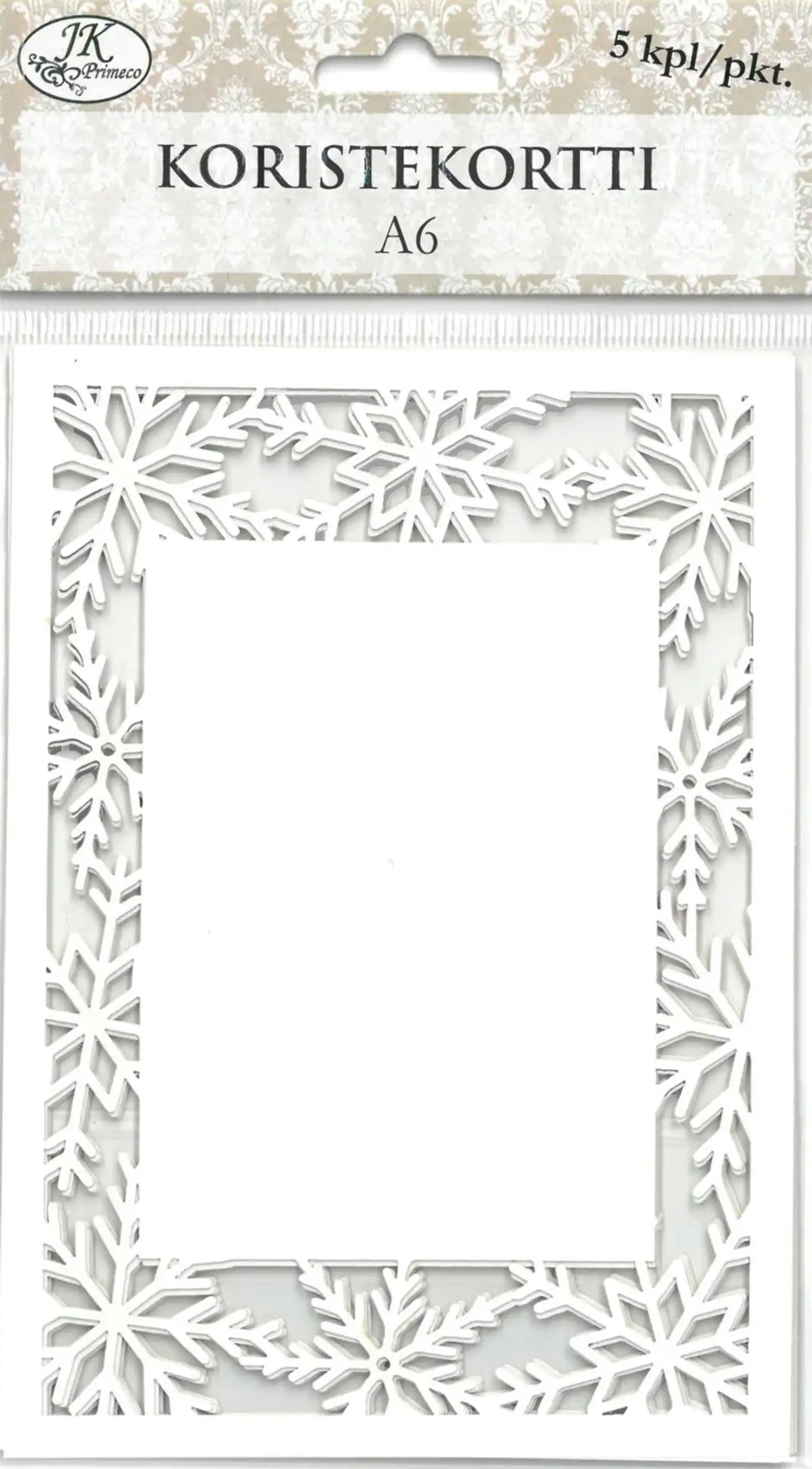 J.K. Primeco Koristekortti A6 lumihiutale valkoinen 5kpl/pkt