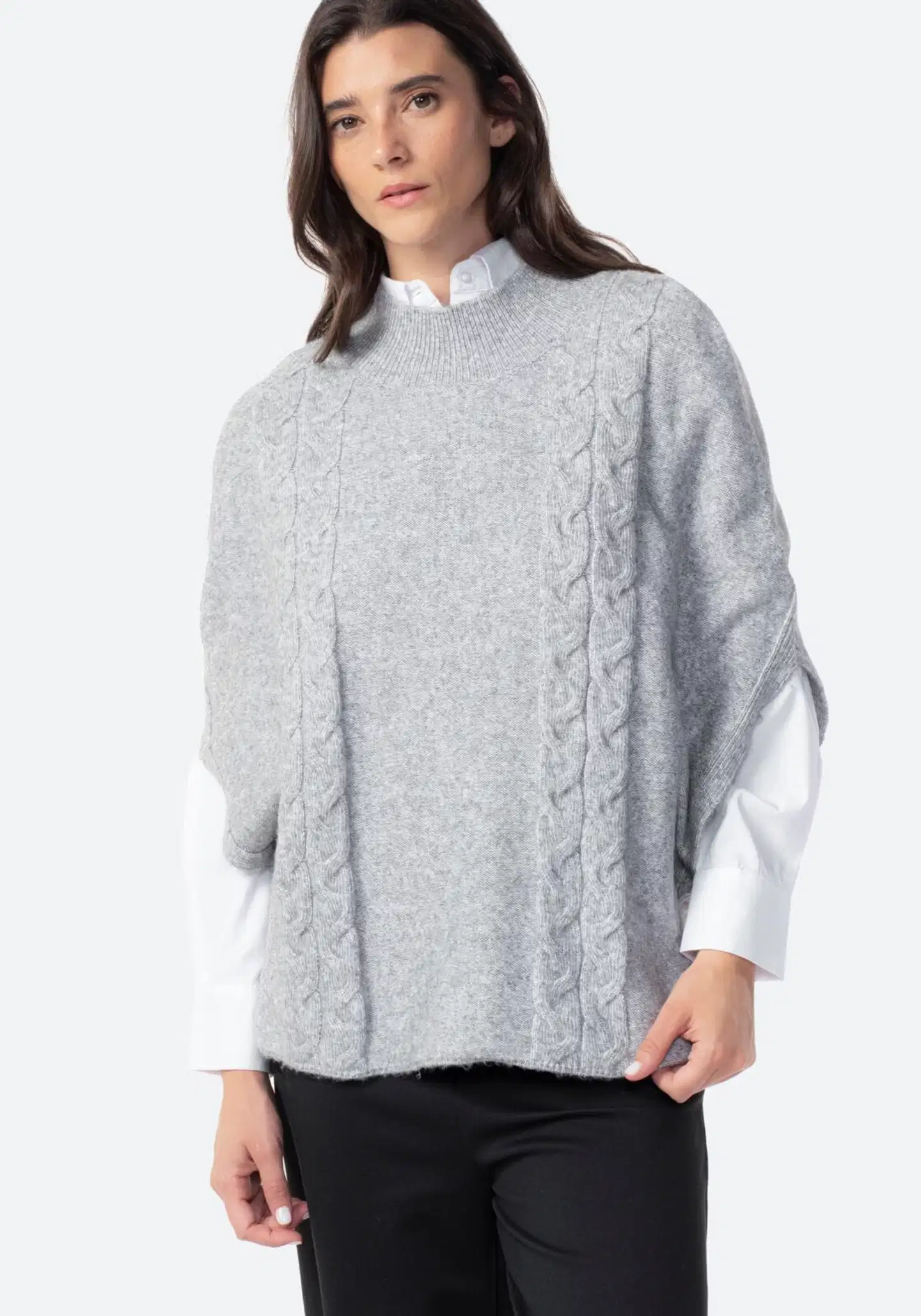 TEX naisten neuleponcho I249915 - GREY - 1