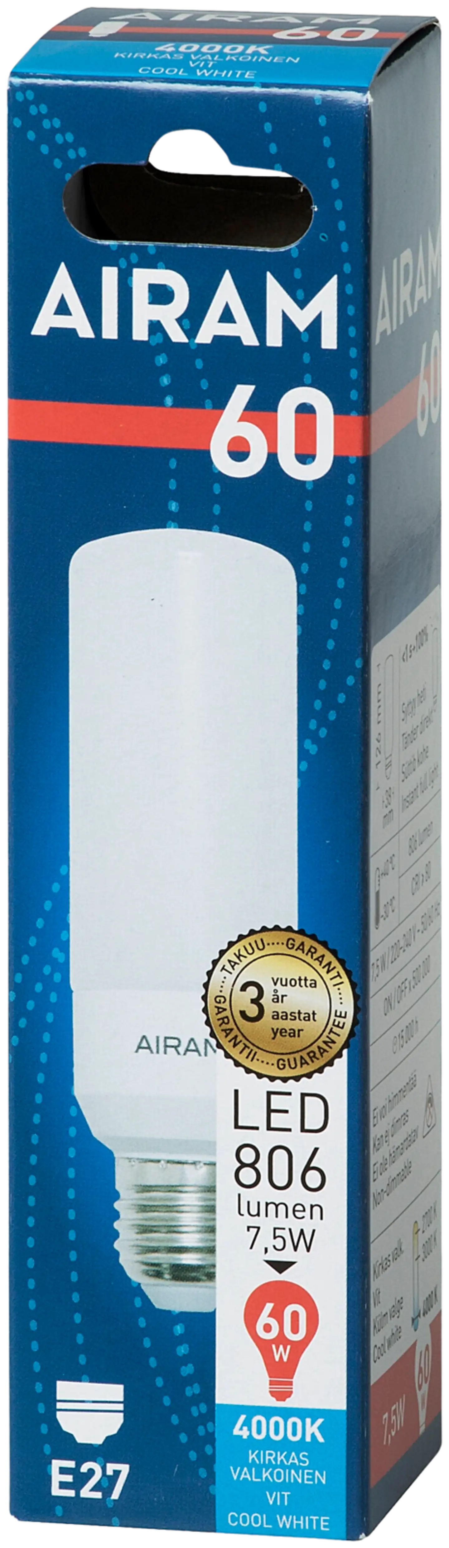 Airam LED tubular 7W E27 806lm 4000K - 2