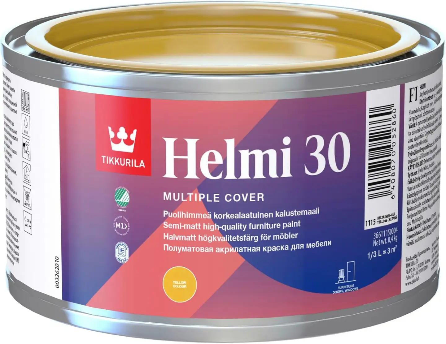 Tikkurila kalustemaali Helmi 30 0,33 l keltainen puolihimmeä