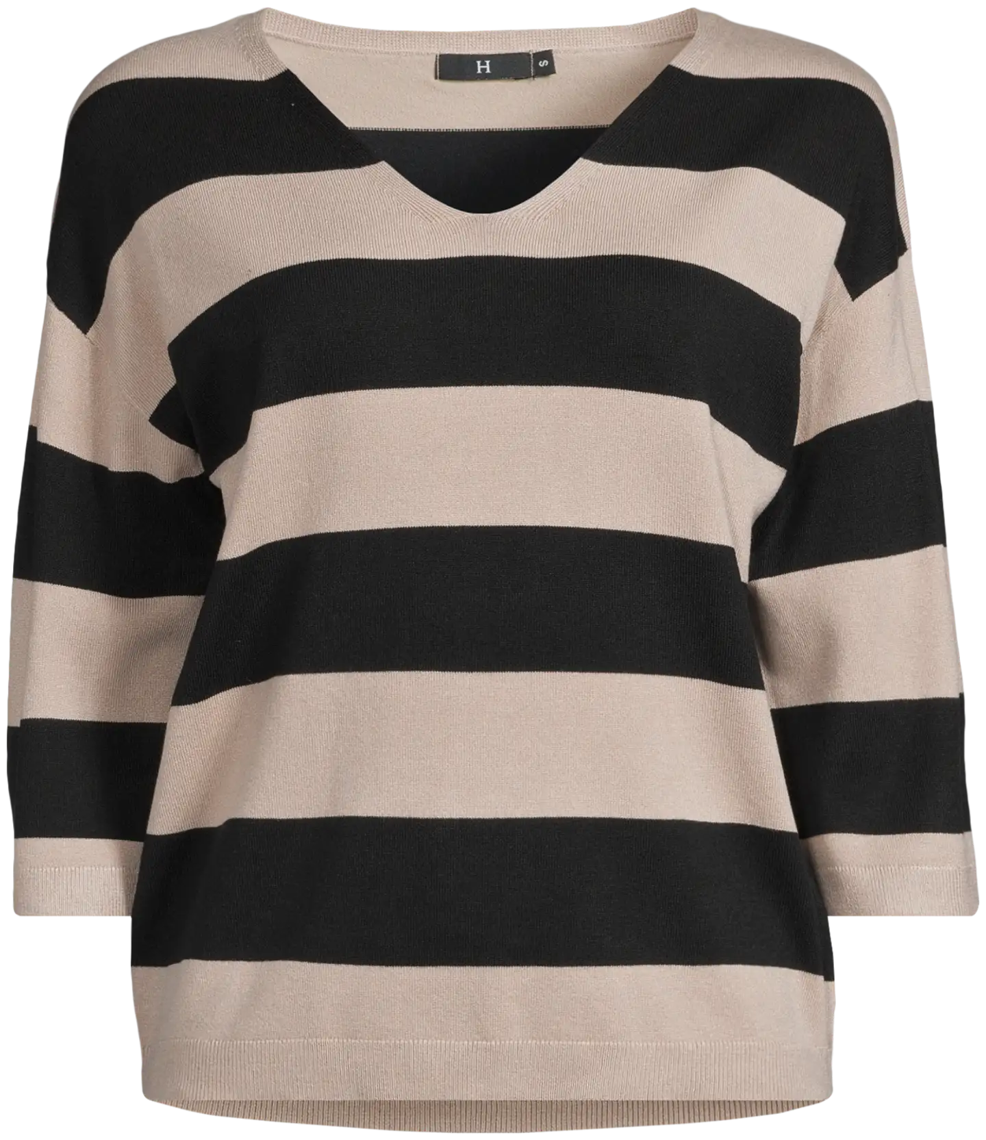 House naisten neulepusero 213H260508 - beige black stripe - 2
