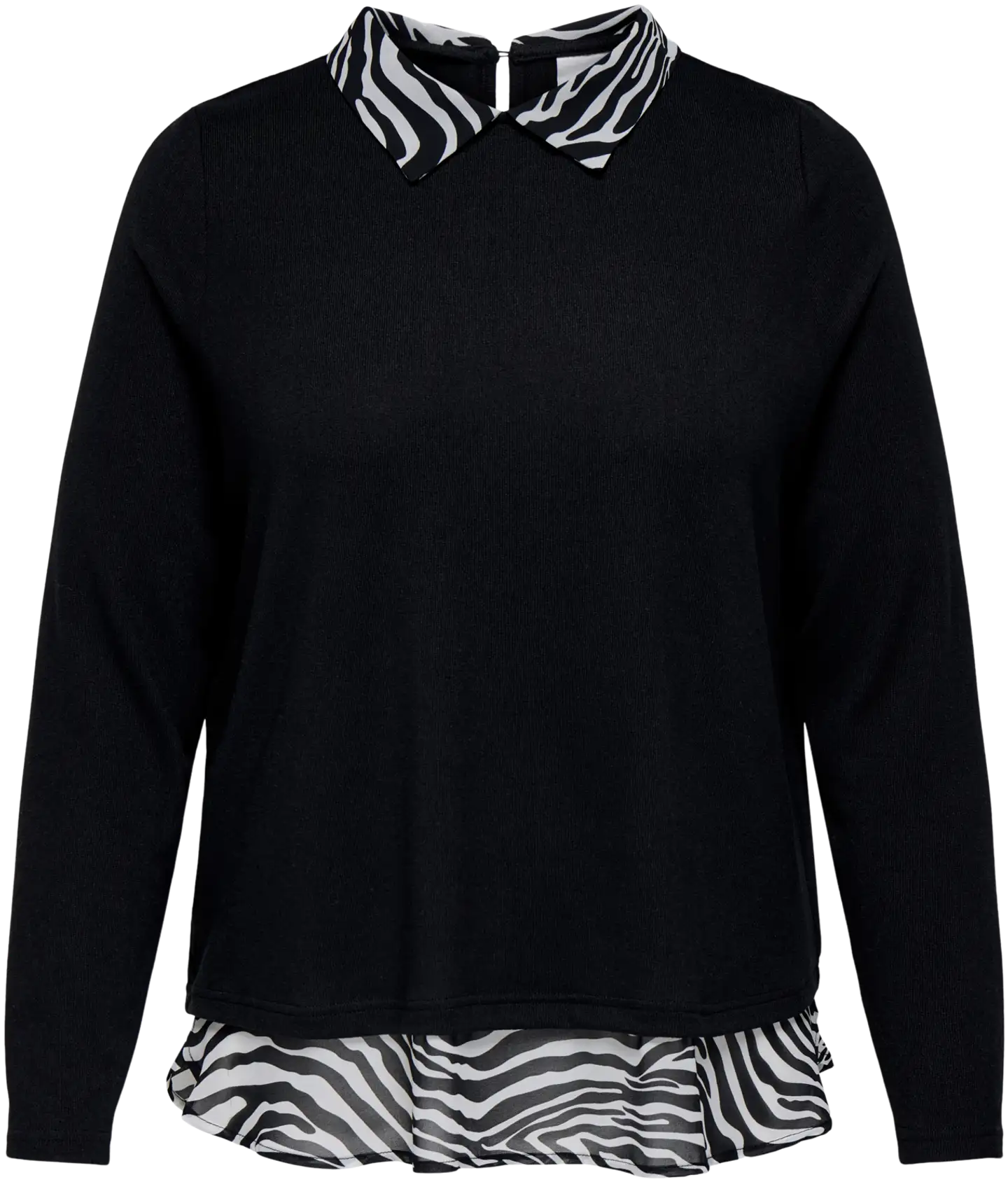 ONLY CARMAKOMA naisten trikoopaita Caralba sifonkiyksityiskohdilla - BLACK - 1