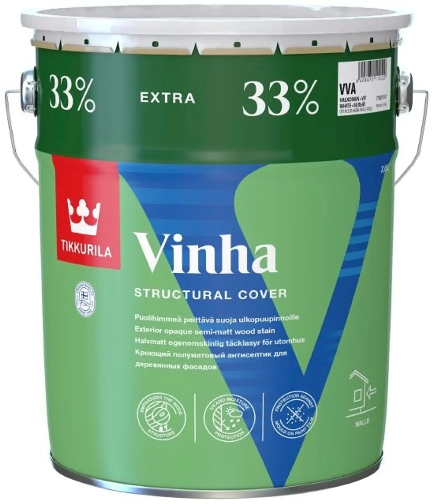 Tikkurila Vinha peittävä suoja puulle 3,6l VC vain sävytykseen puolihimmeä