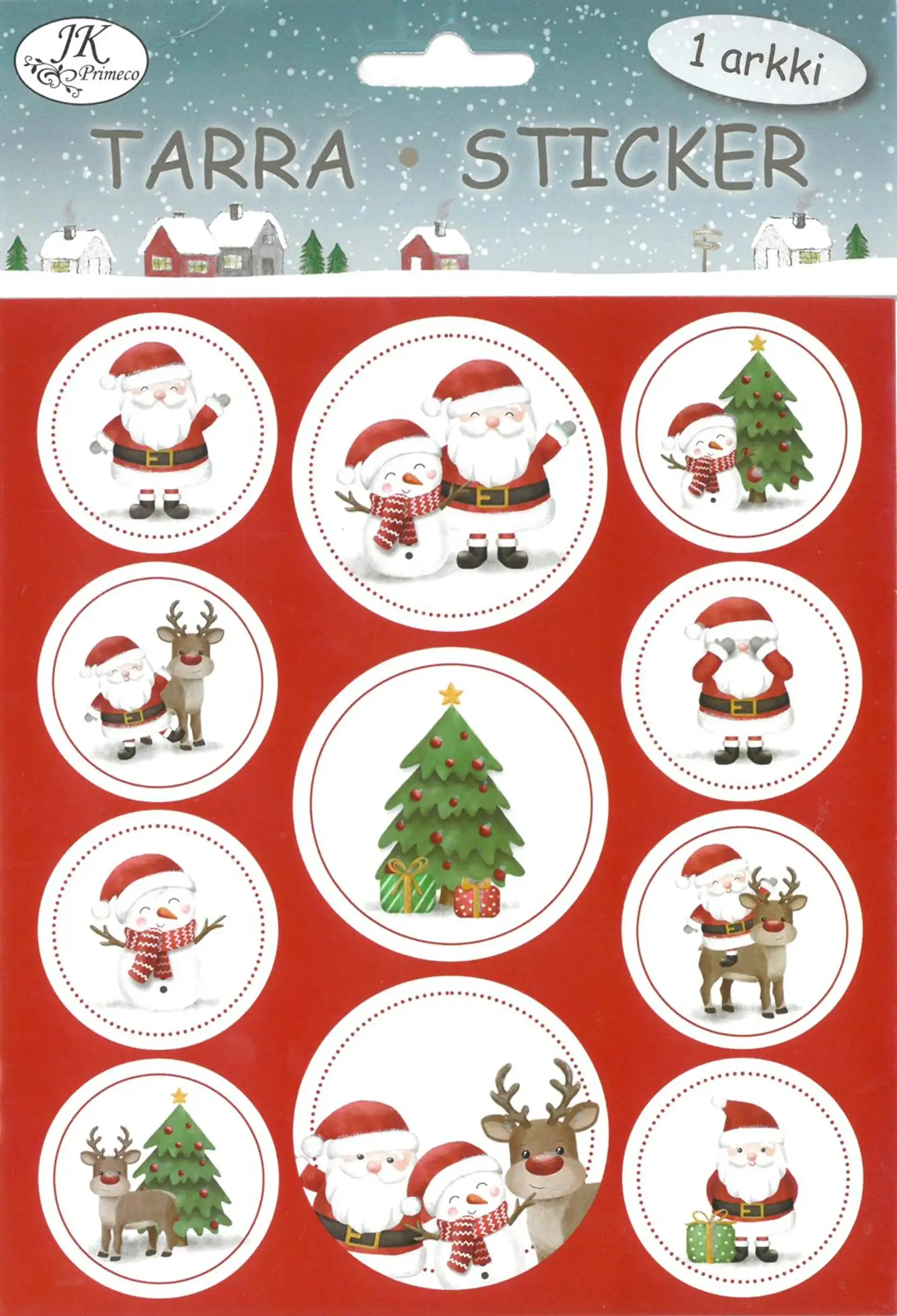 J.K. Primeco Tarra-arkki Iloiset jouluhahmot punainen