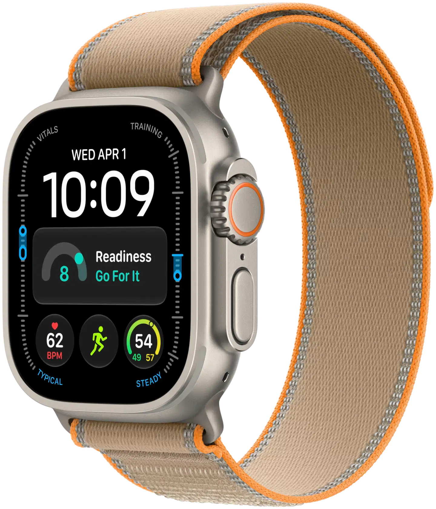 Apple Watch Ultra 4 GPS + Cellular 49 mm:n luonnontitaanikuori ja hiekanvärinen Trail Loop -ranneke - S/M - MJAJ4KS/A - 2