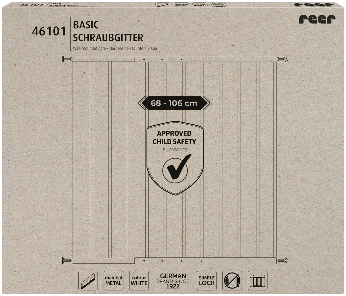 Reer turvaportti esteetön, metallinen valkoinen, 68-106cm - 2