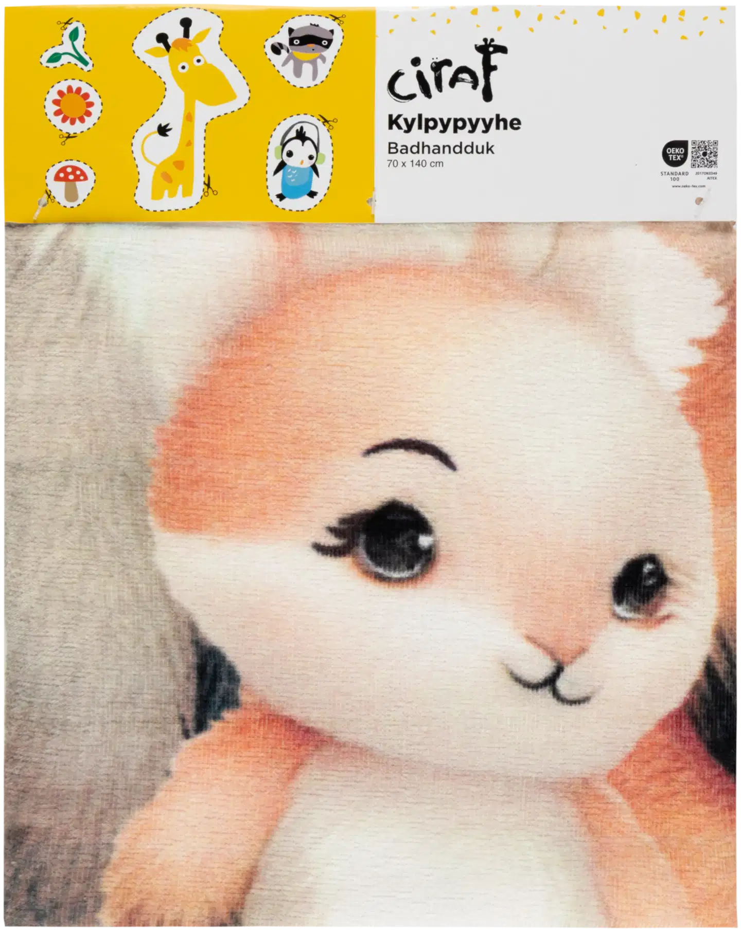 Ciraf lasten kylpypyyhe Bunny and Fox 70x140 cm - 4