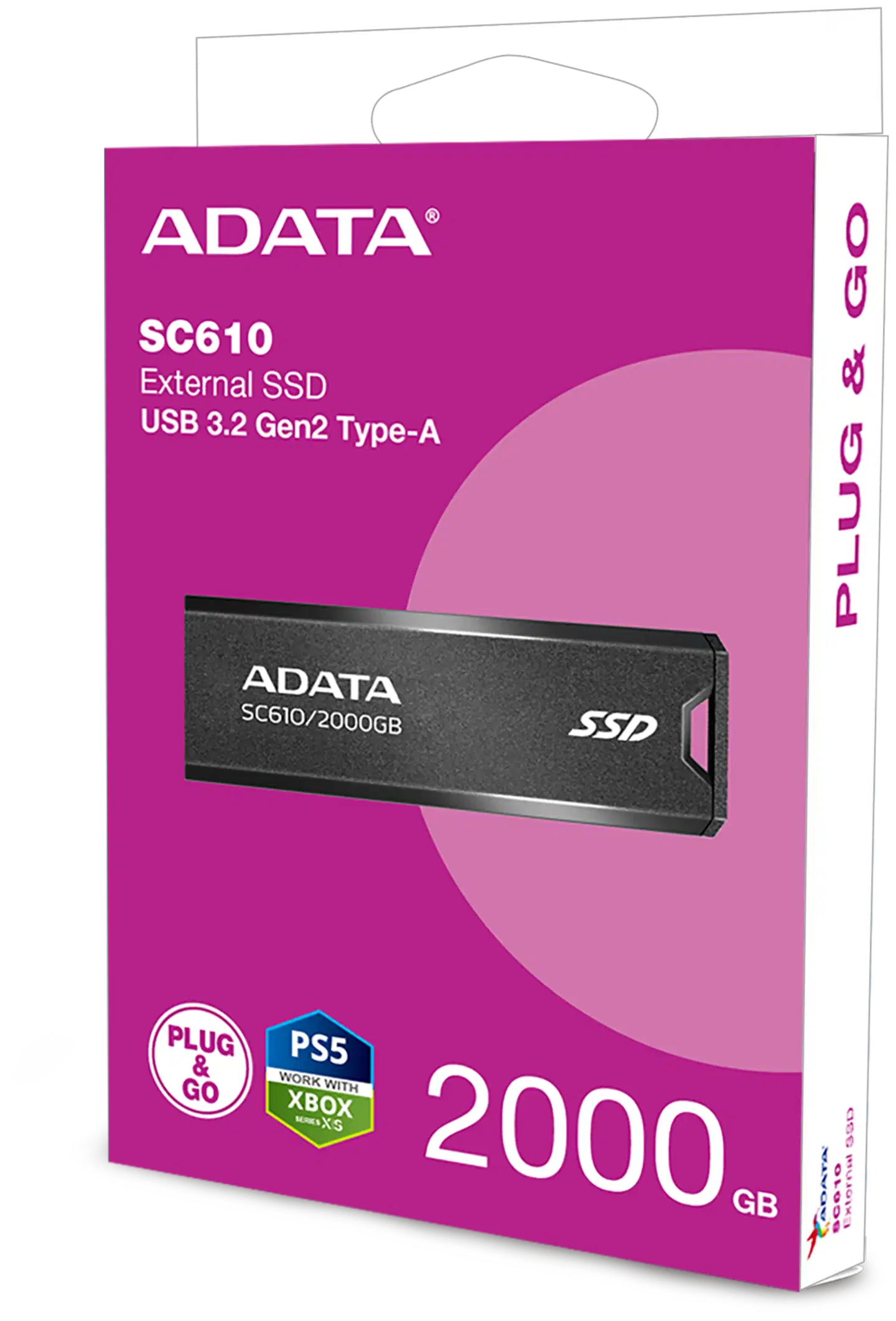 ADATA SC610 ulkoinen SSD-muisti, 2 TB, musta (USB-A) - 3