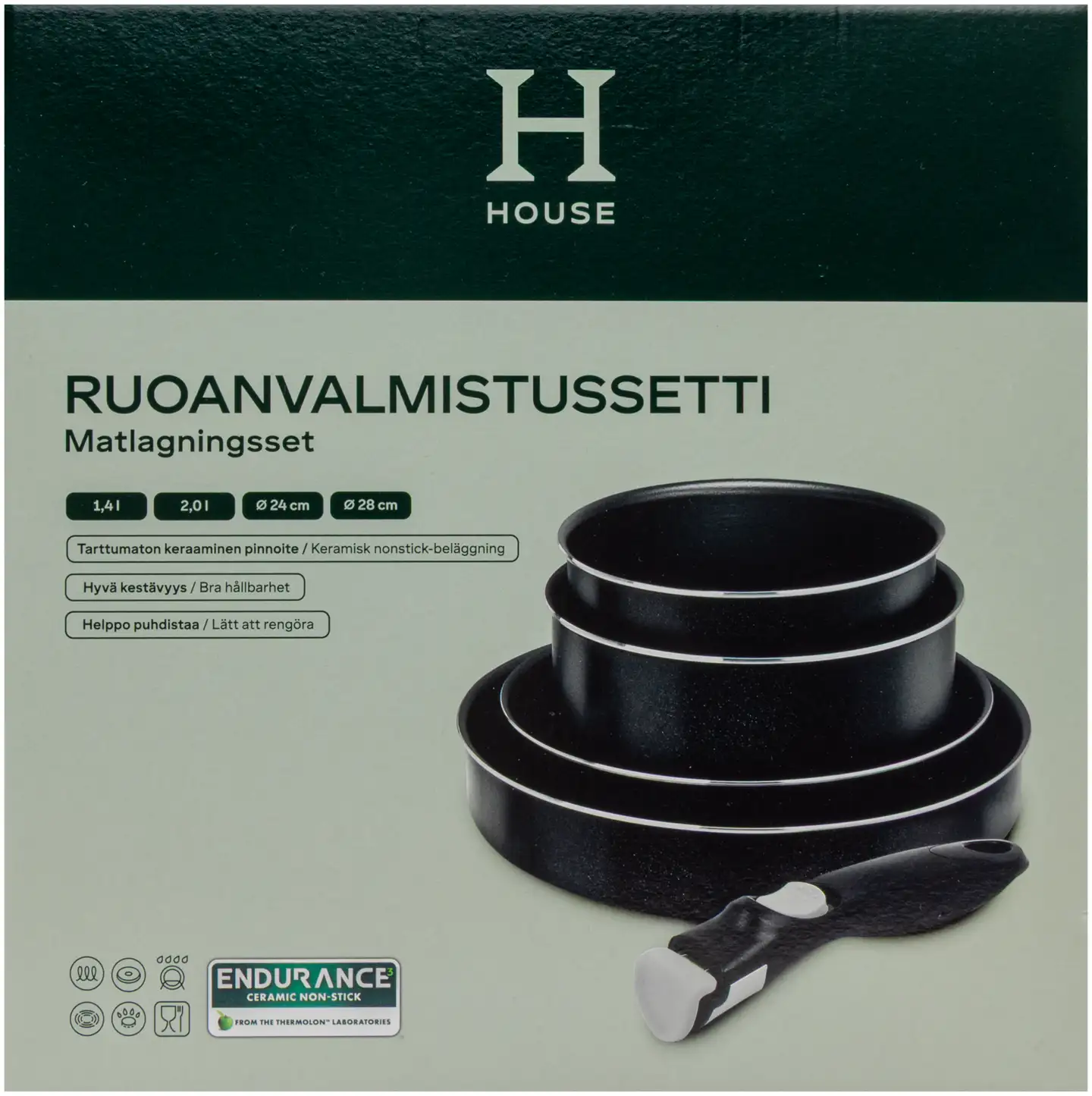 House ruoanvalmistussetti keraamisella pinnoitteella 5 osaa - 2