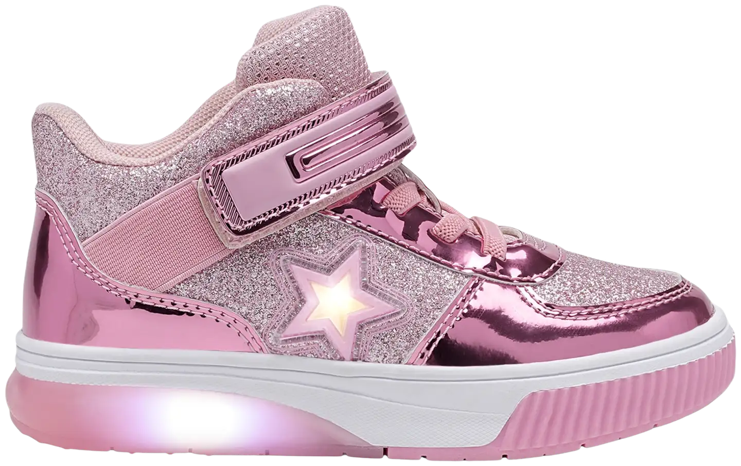 Dinsko lasten vilkkulenkkarit Jona Blink Star - Pink glitter - 1