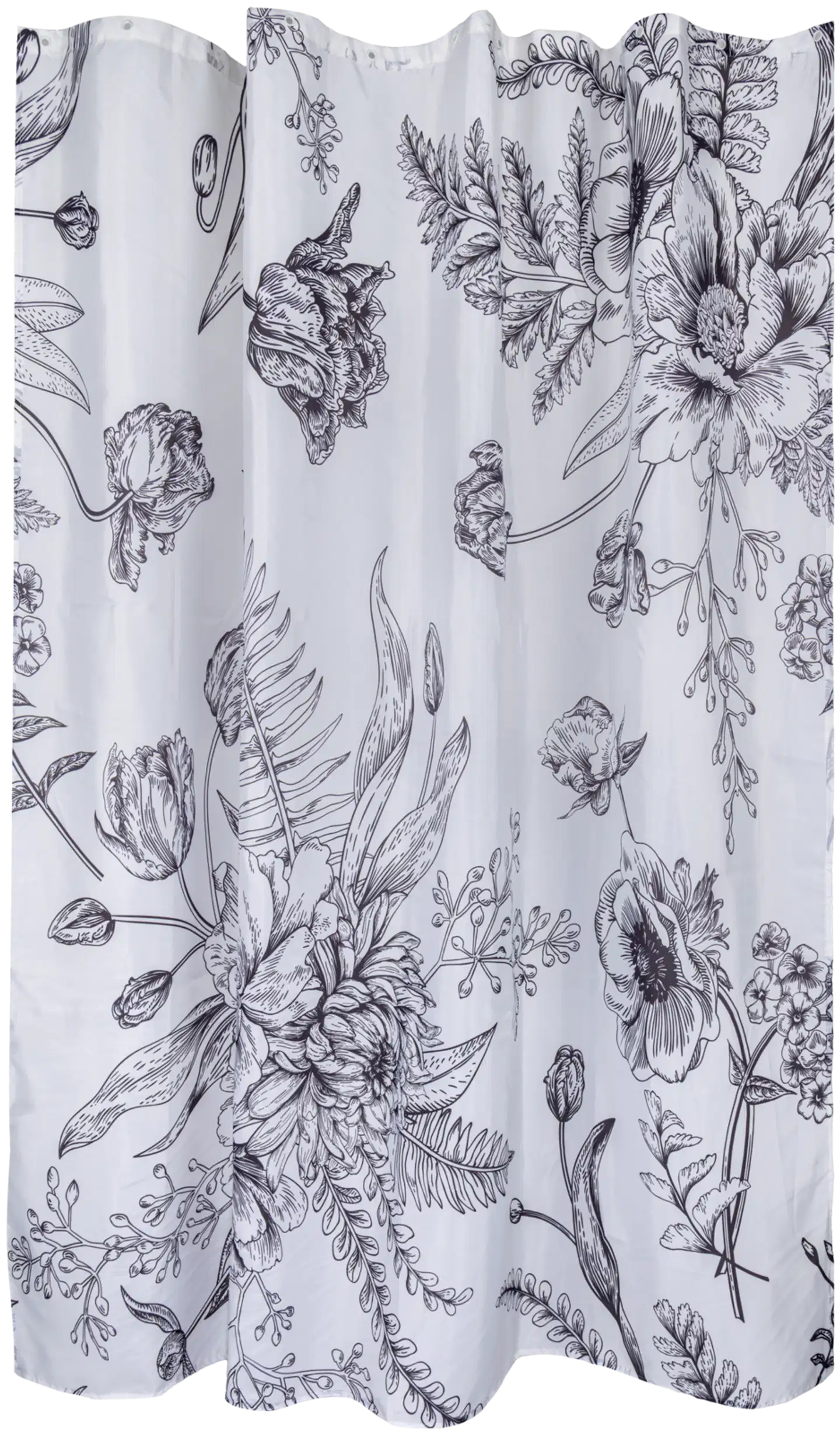 House suihkuverho black/white flowers 180x200 cm - 1