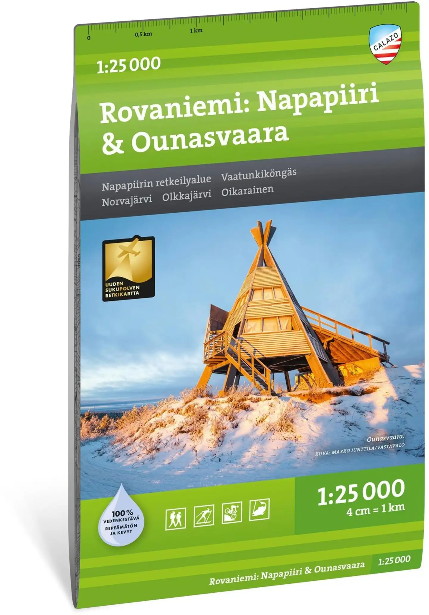 Rovaniemi: Napapiiri & Ounasvaara 1:25 000 vedenkestävä retkeilykartta