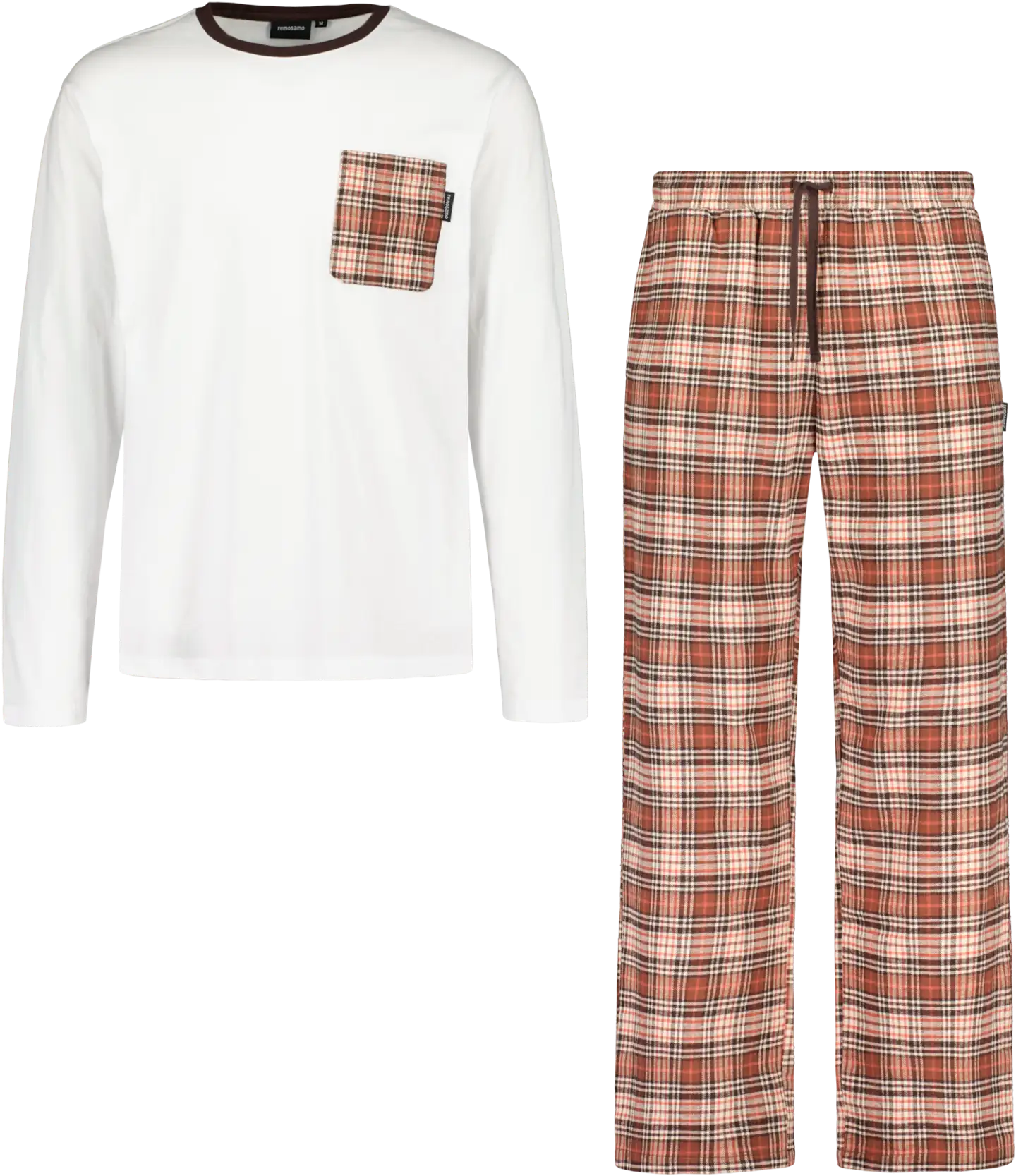 Reino&Aino miesten pyjama Reino - White/brown - 1