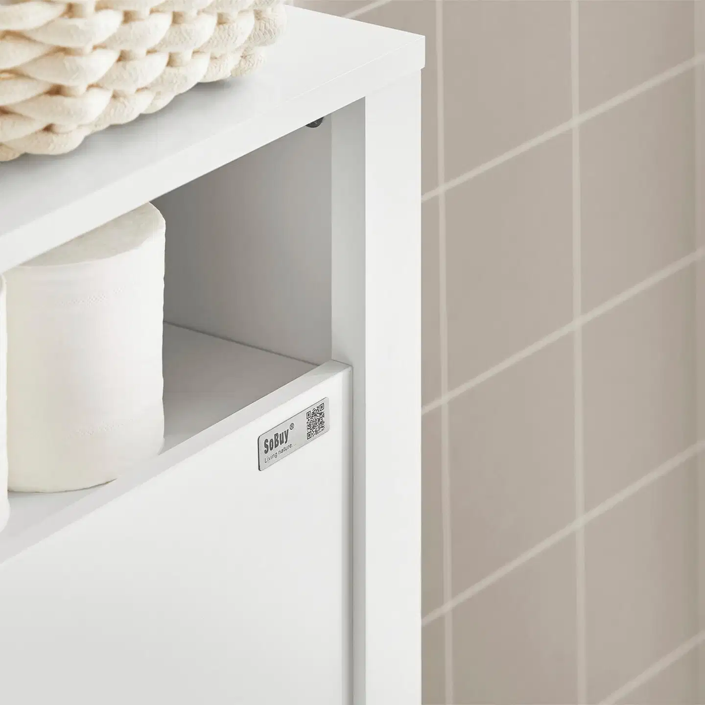 SoBuy kylpyhuonekaappi valkoinen BZR83-W - 4