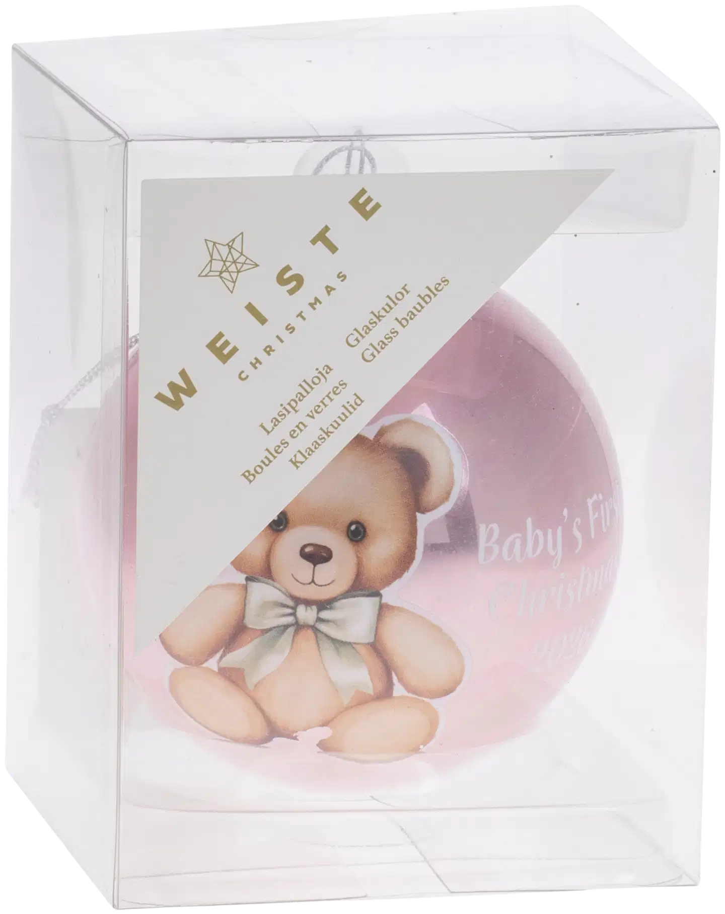 Weiste Baby's 1st  lasipallo 8cm rasiassa, vaaleansininen tai vaaleanpunainen - 2