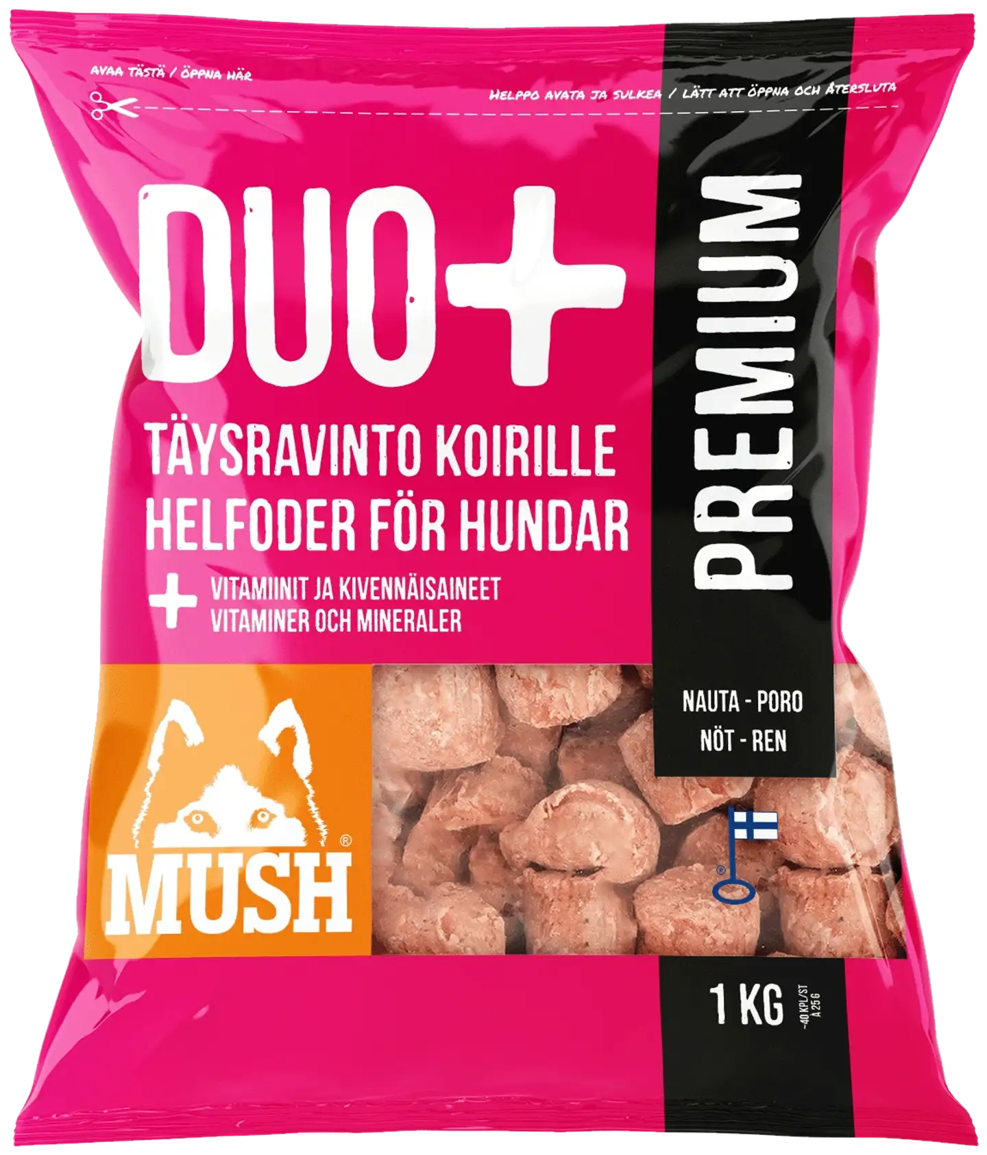 MUSH DUO+ PREMIUM täysrehu koirille 1 kg