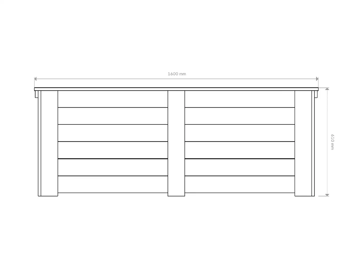 Piha-arkku, grafiitin harmaa, 57x61x160cm - 2