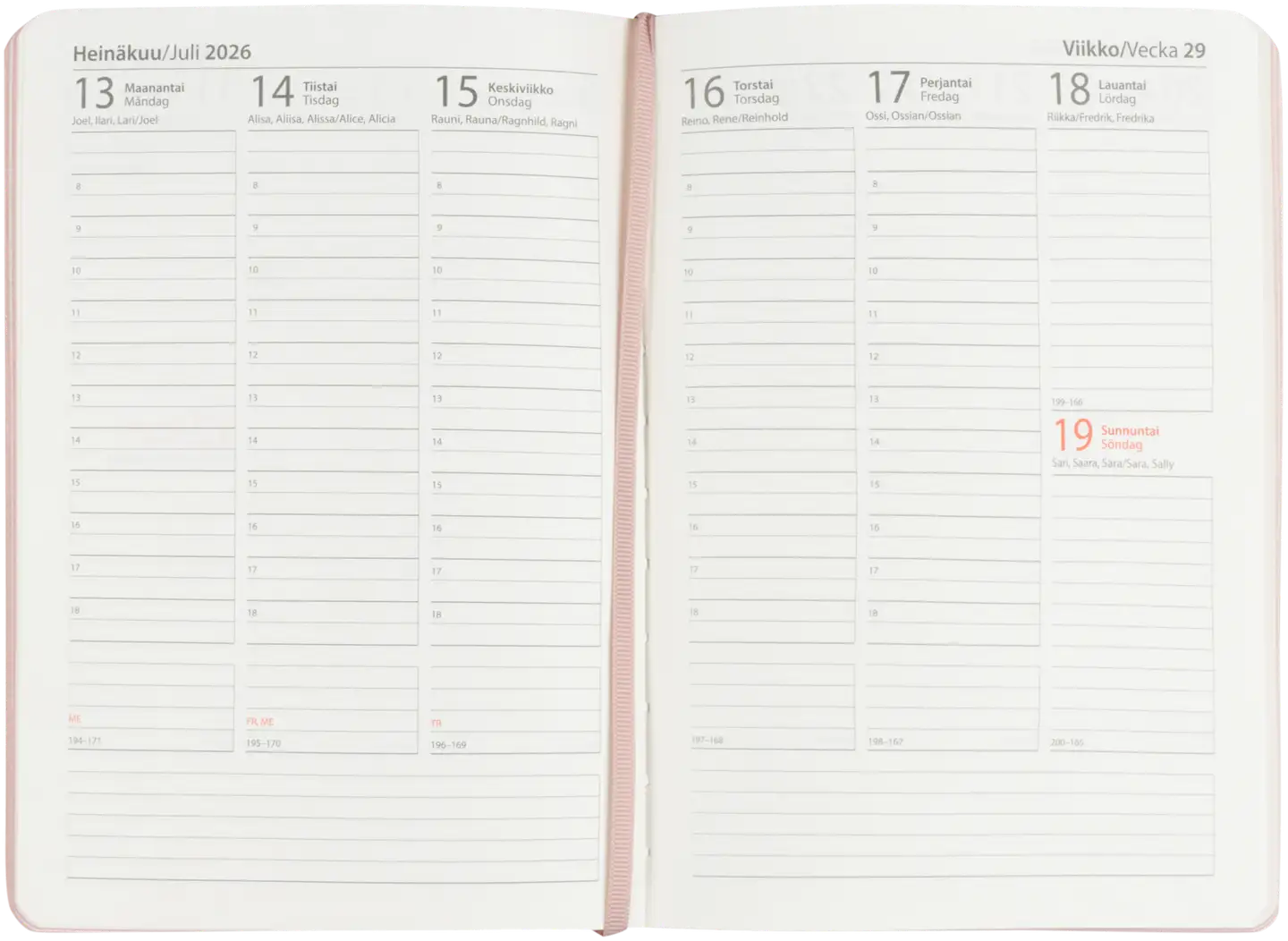 Pöytäkalenteri A5 pinkki - 2
