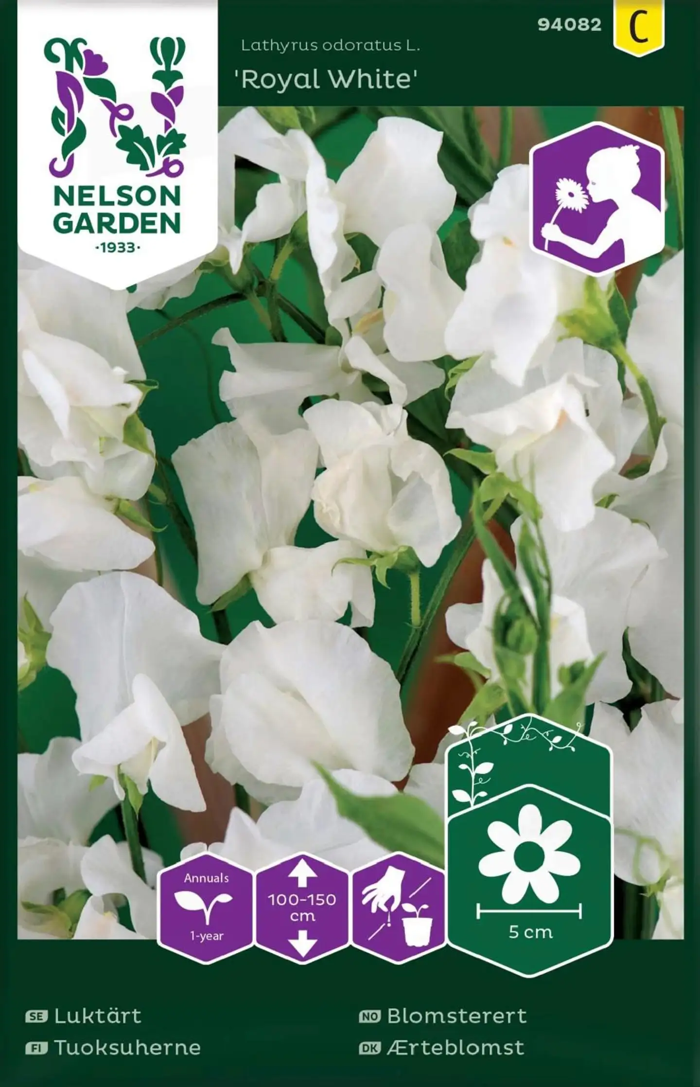 Nelson Garden Siemen Tuoksuherne, Royal White