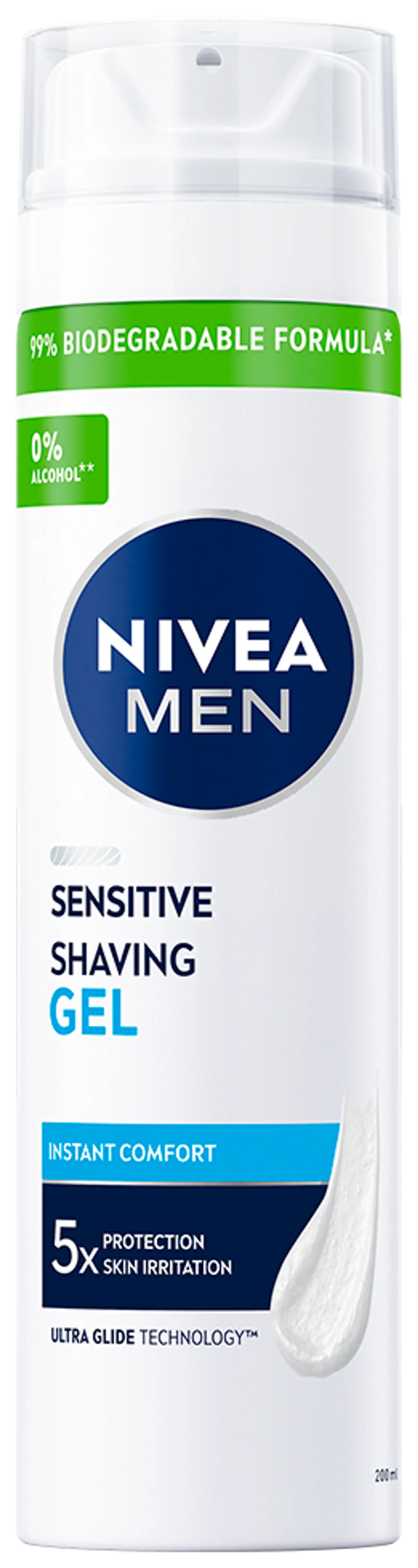 NIVEA MEN 200ml Sensitive Shaving Gel -parranajogeeli