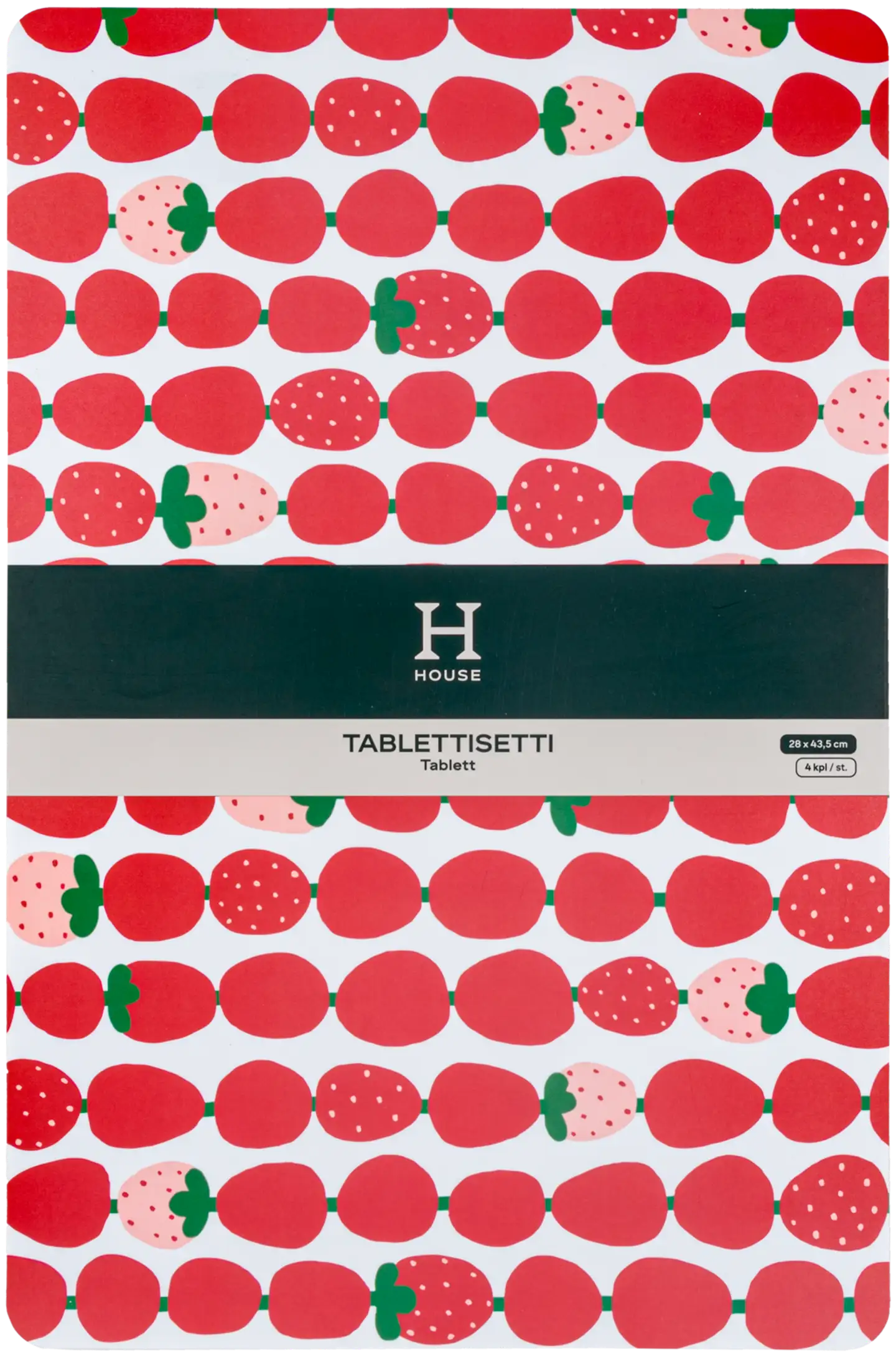 House muovitabletti Strawberry 4 kpl 28x43,5 cm punainen PatternLab - 2