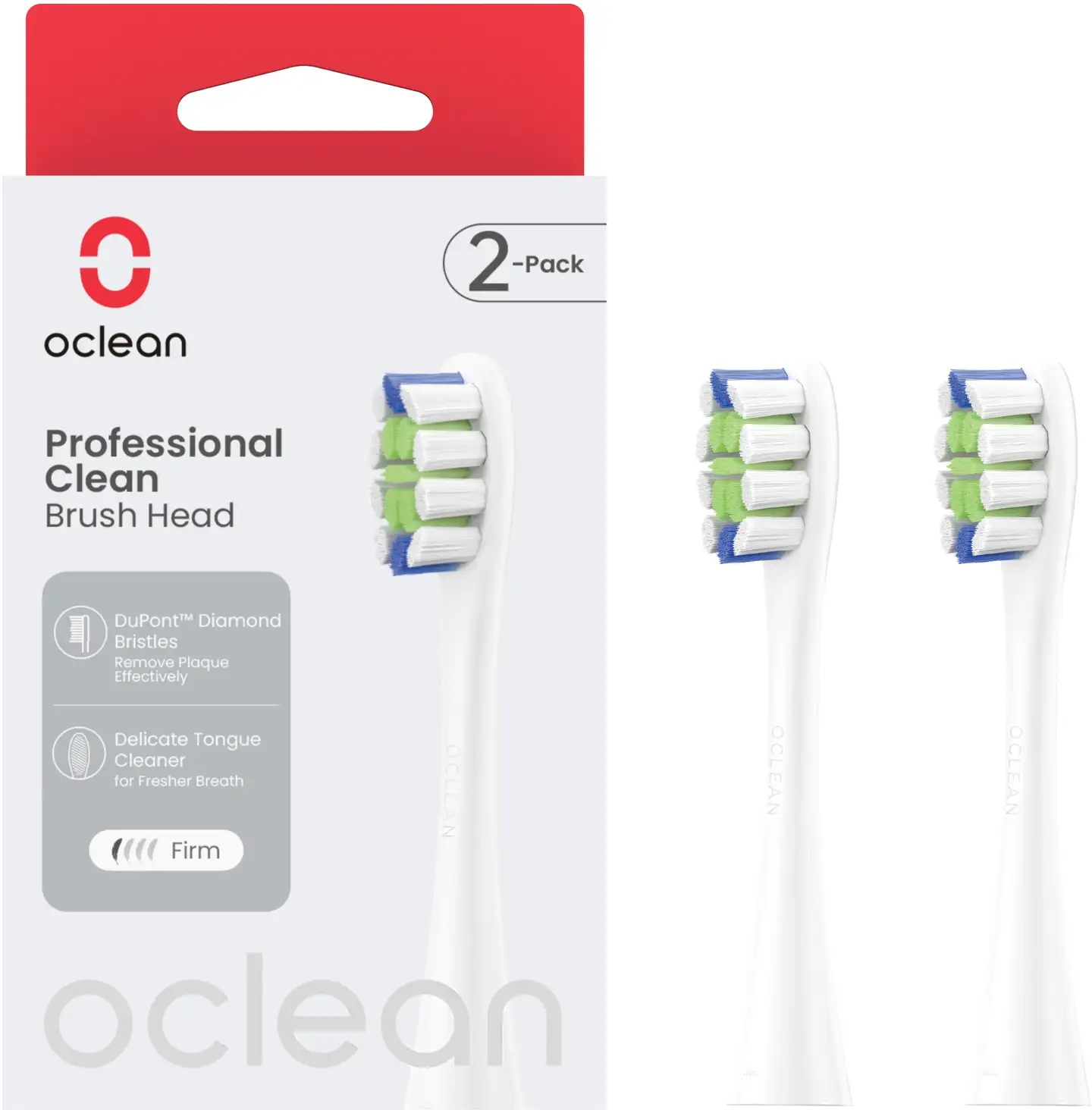 Oclean Professional Clean -harjaspää, 2 kpl, Valkoinen - 3