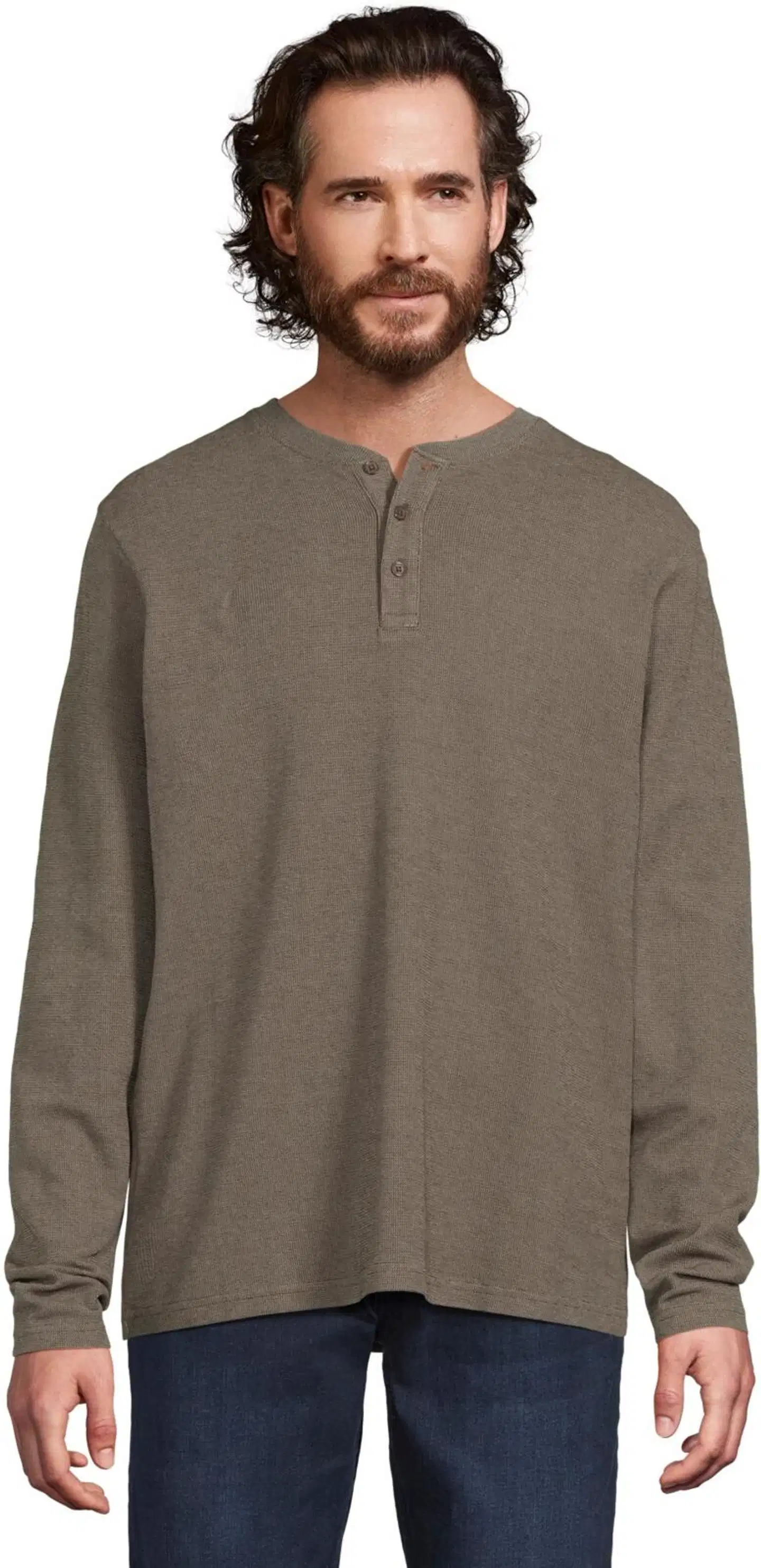 House miesten henley-paita struktuuri 195H292603 - Chocolate Brown - 1
