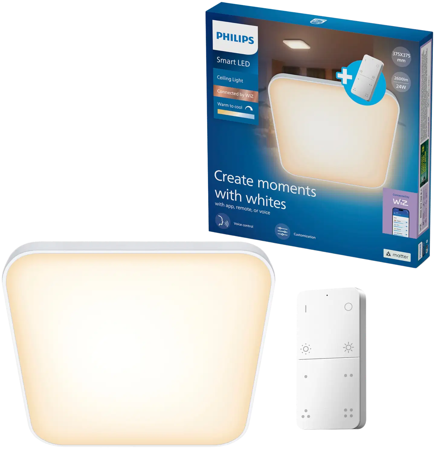 Philips Smart Lighting kattovalaisin neliö 24W  valkoinen säädettävä kaukosäätimellä - 1