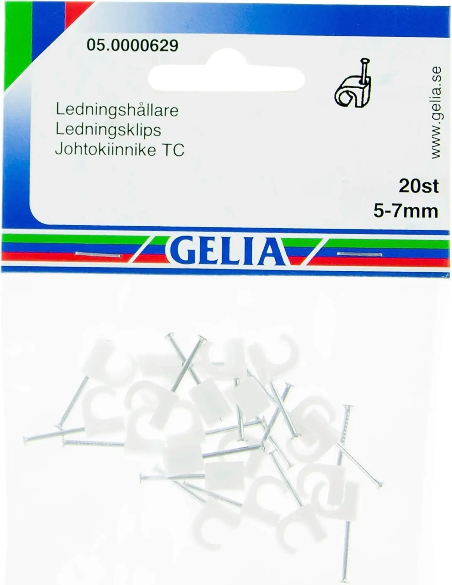 Gelia johtokiinnike 5-7mm 20kpl valkoinen