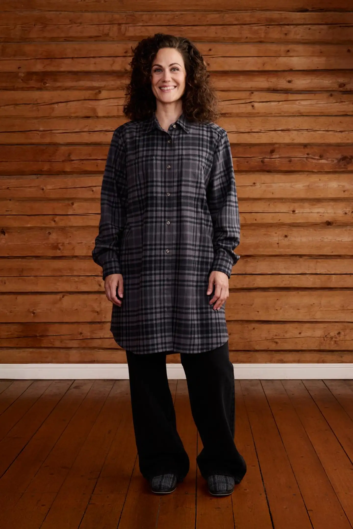 Reino&Aino naisten flanellitunika - grey check - 3