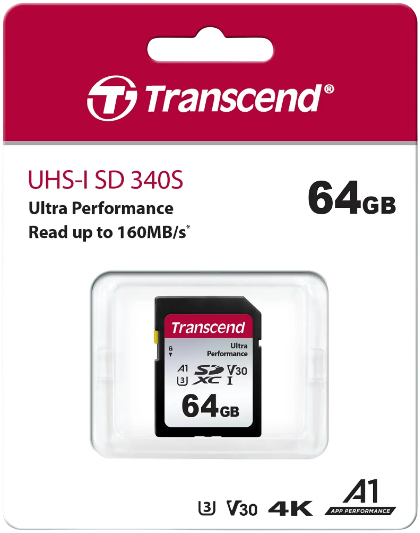 Transcend muistikortti 340S 64GB U3 SDXC R160 W50 MB/s - 2