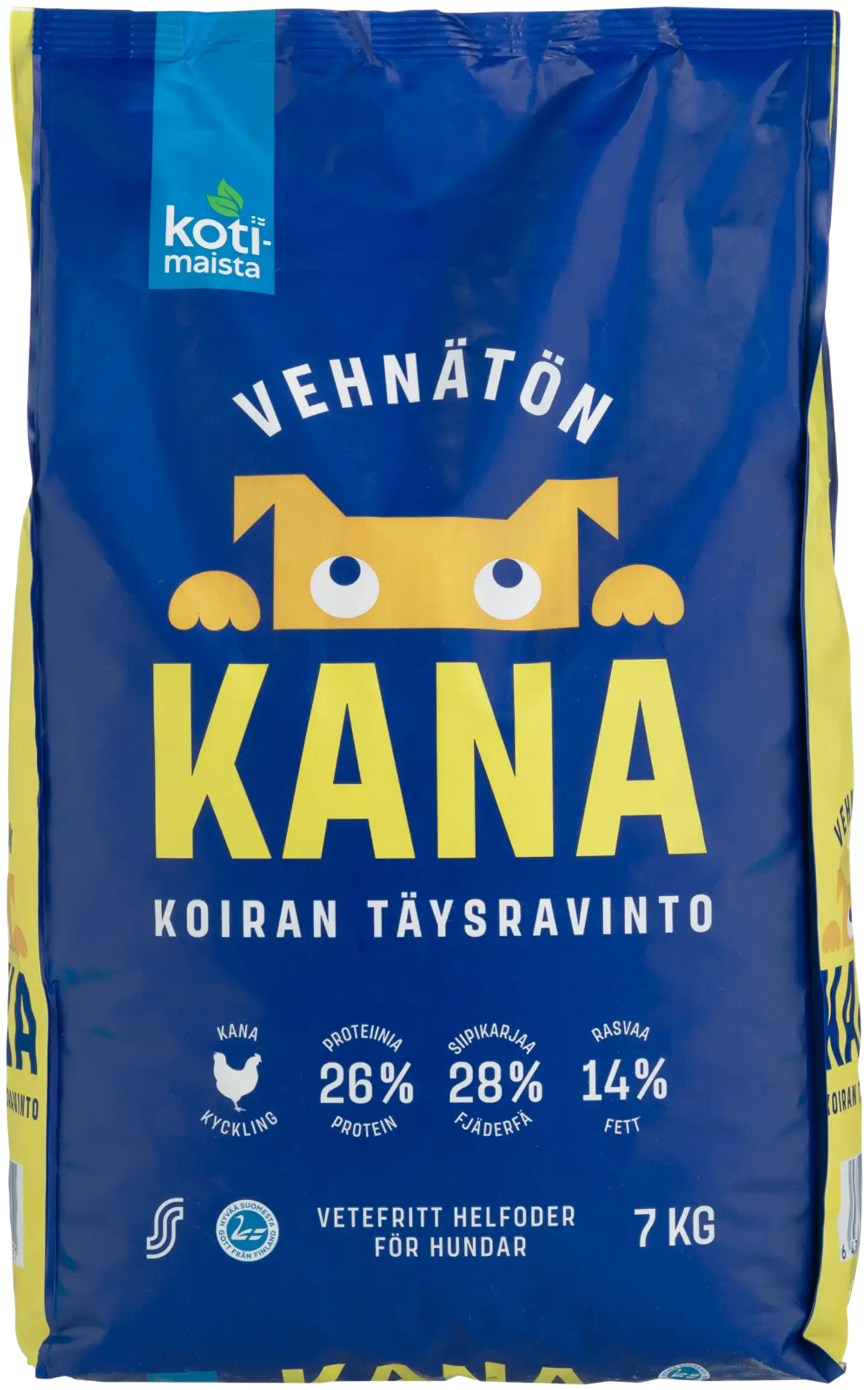 Kotimaista vehnätön koiran täysravinto kana 7kg - 1
