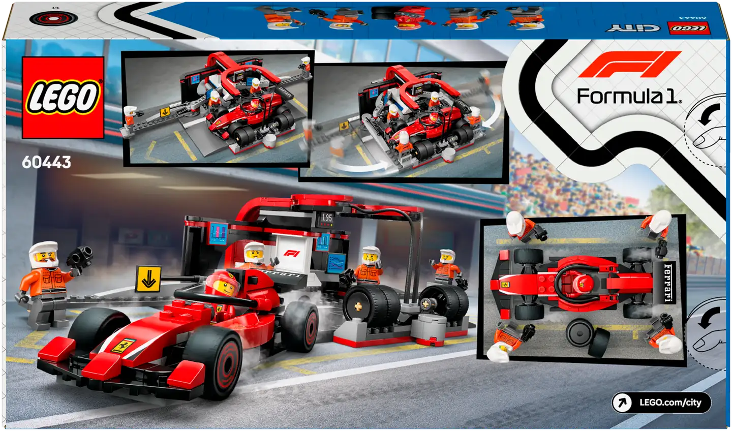 LEGO® City F1®-varikkopysähdys ja varikkomiehistö sekä Ferrari-auto 60443 - 3