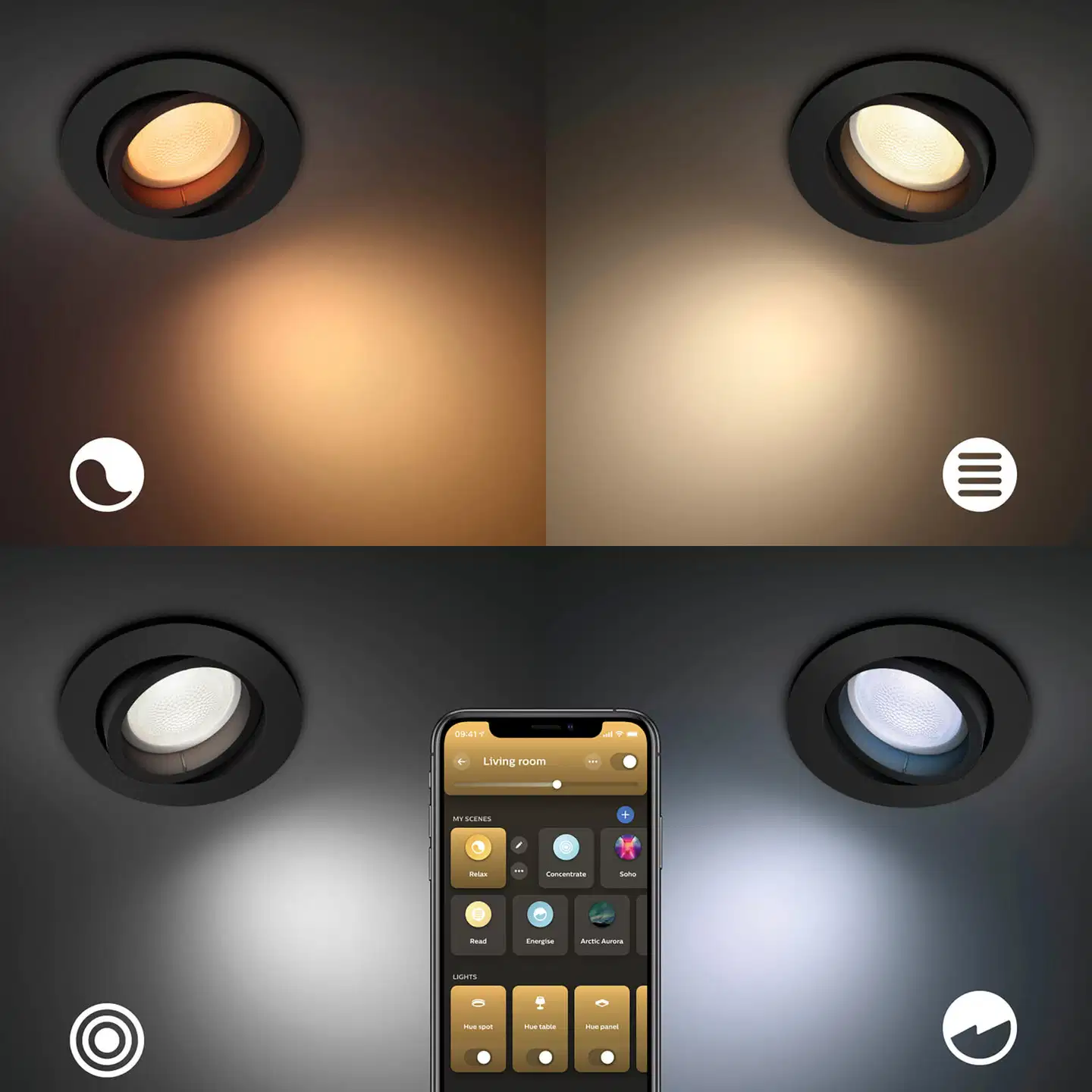 Philips Hue upotettava Centura -kohdevalaisin 4.2W 2000-6500K 400LM regular musta - 9
