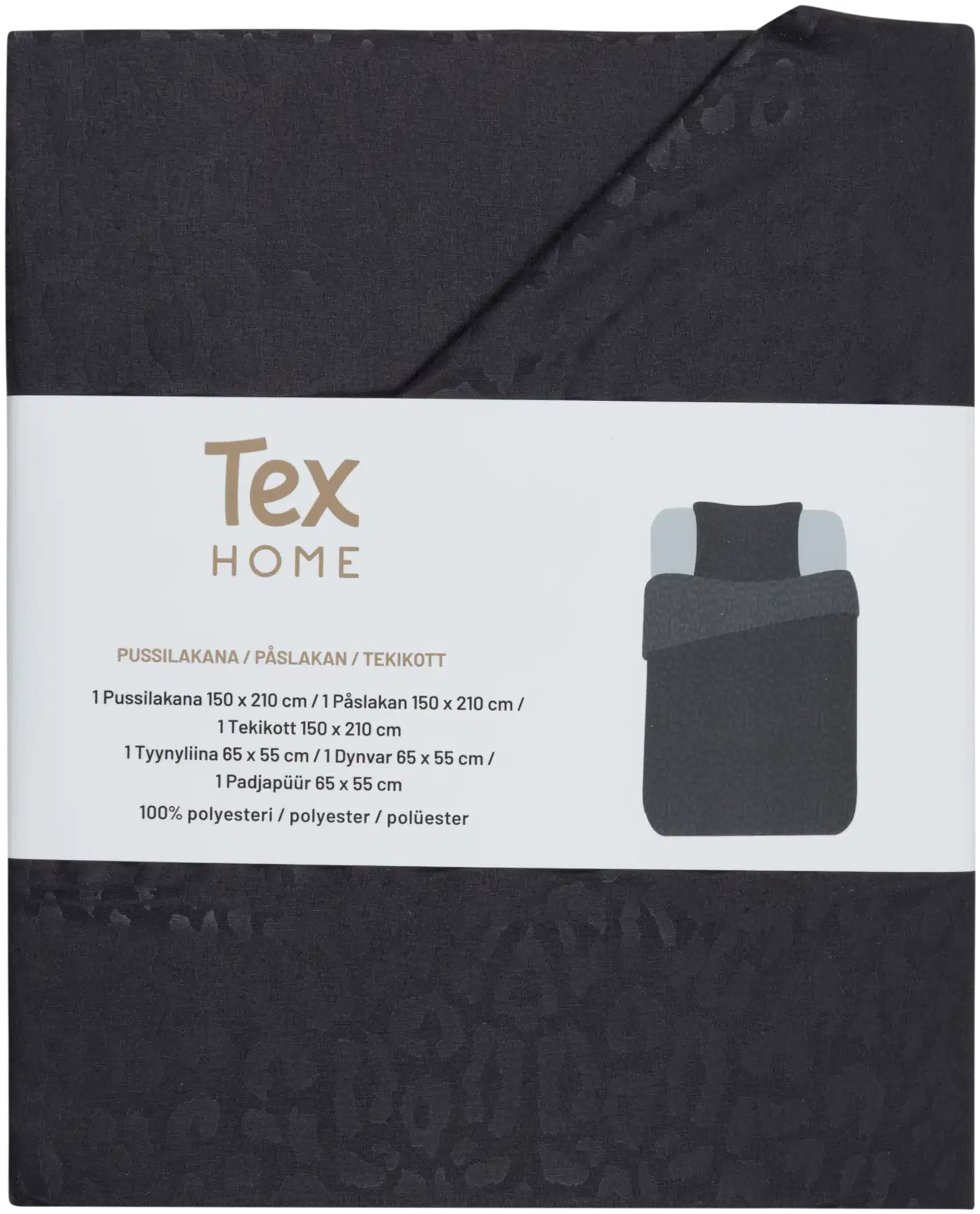 Tex Home pussilakanasetti Microleo 150x210 cm harmaa - 1