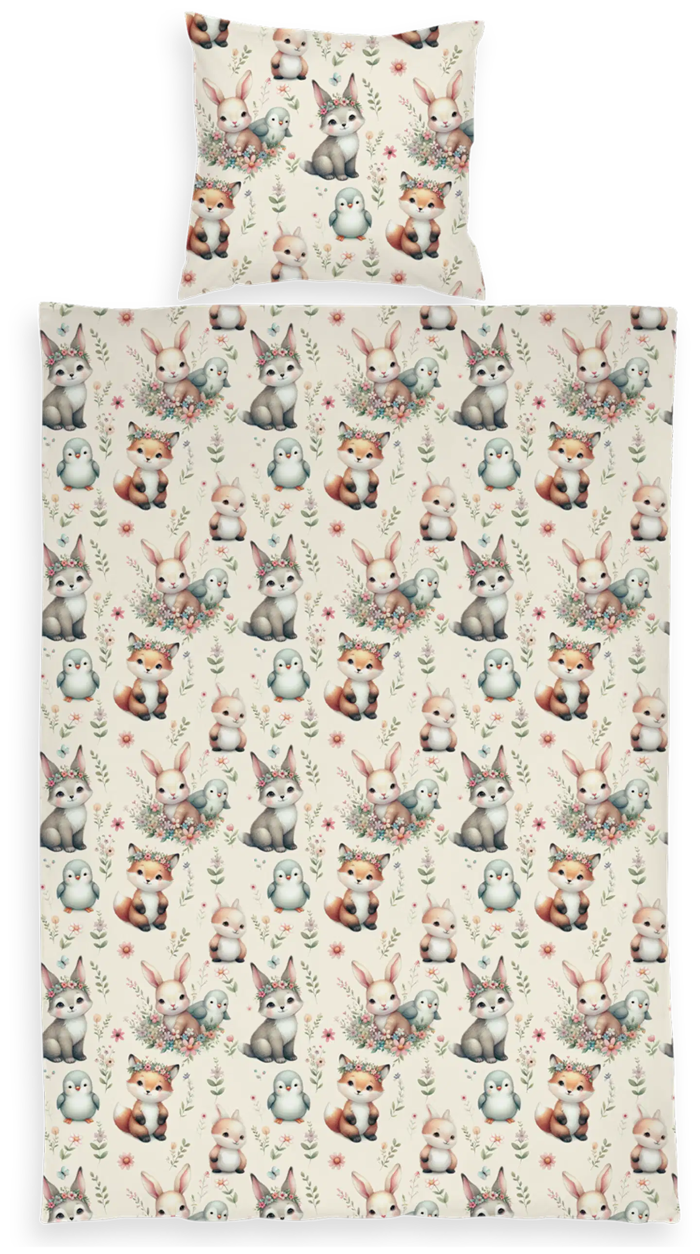 Ciraf lasten pussilakanasetti Bunny and Fox 120x160+40x60 cm - 1