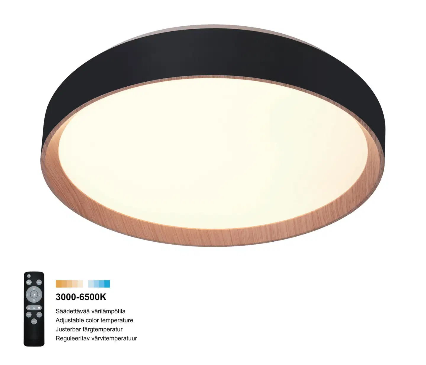 FocusLight Primus kattovalaisin halk:39cm, 36W, Musta, sis.kaukosäädin, koukkukiinnitys ja sisältää pistotulpan, IP20 - 3