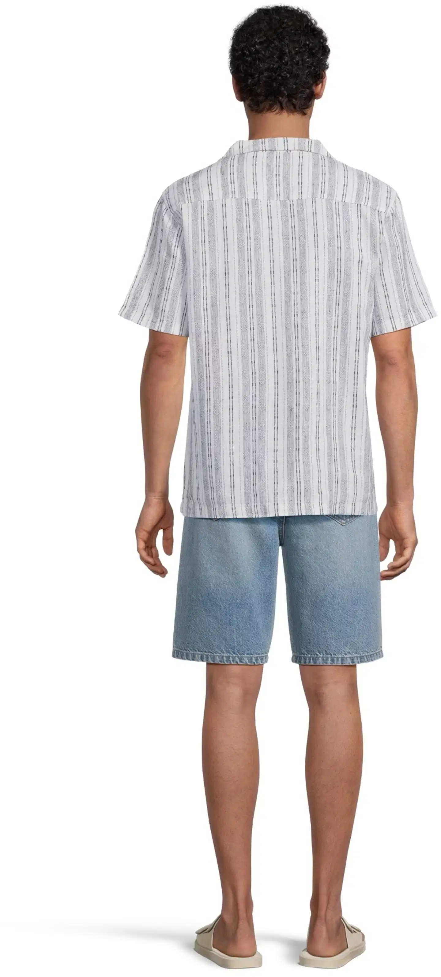 WKLY. miesten kesäpaita pellavasekoite 194W152605 - Off white W/black stripe - 3