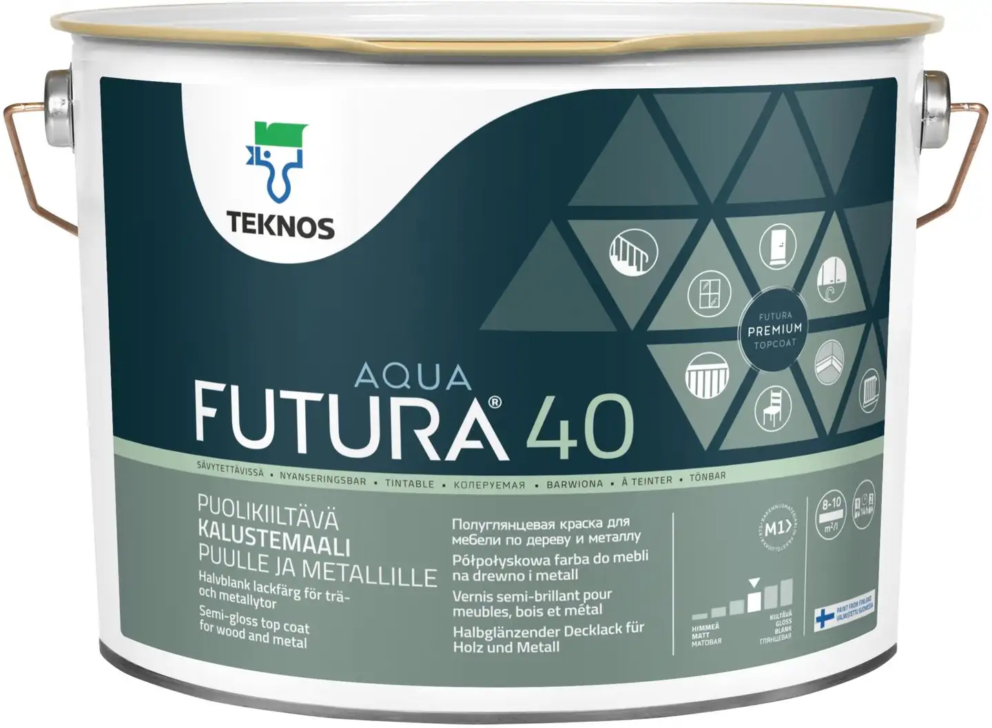 Teknos kalustemaali Futura Aqua 40 9 l PM1 valkoinen sävytettävissä puolikiiltävä