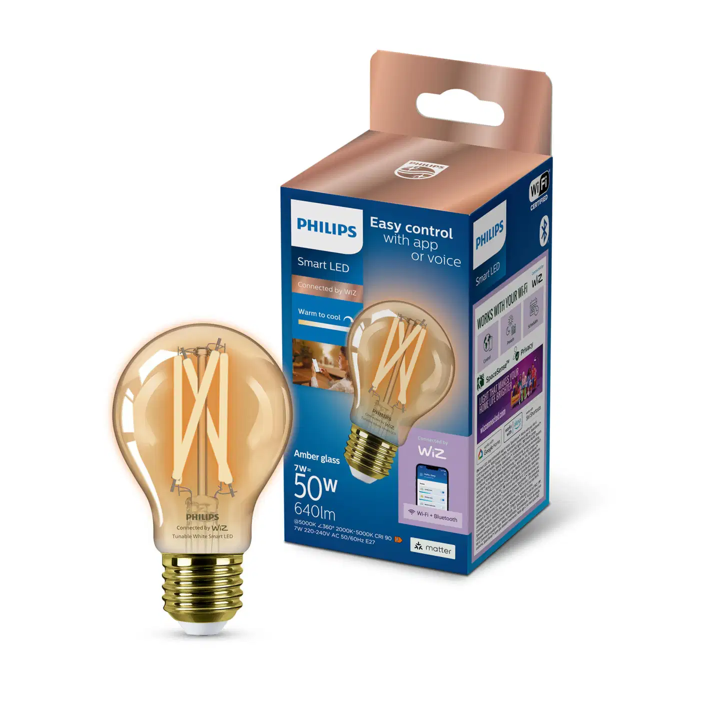 Philips Smart Lighting LED-filamenttilamppu 7W A60 E27 2000-5000K 640lm Amber - 2
